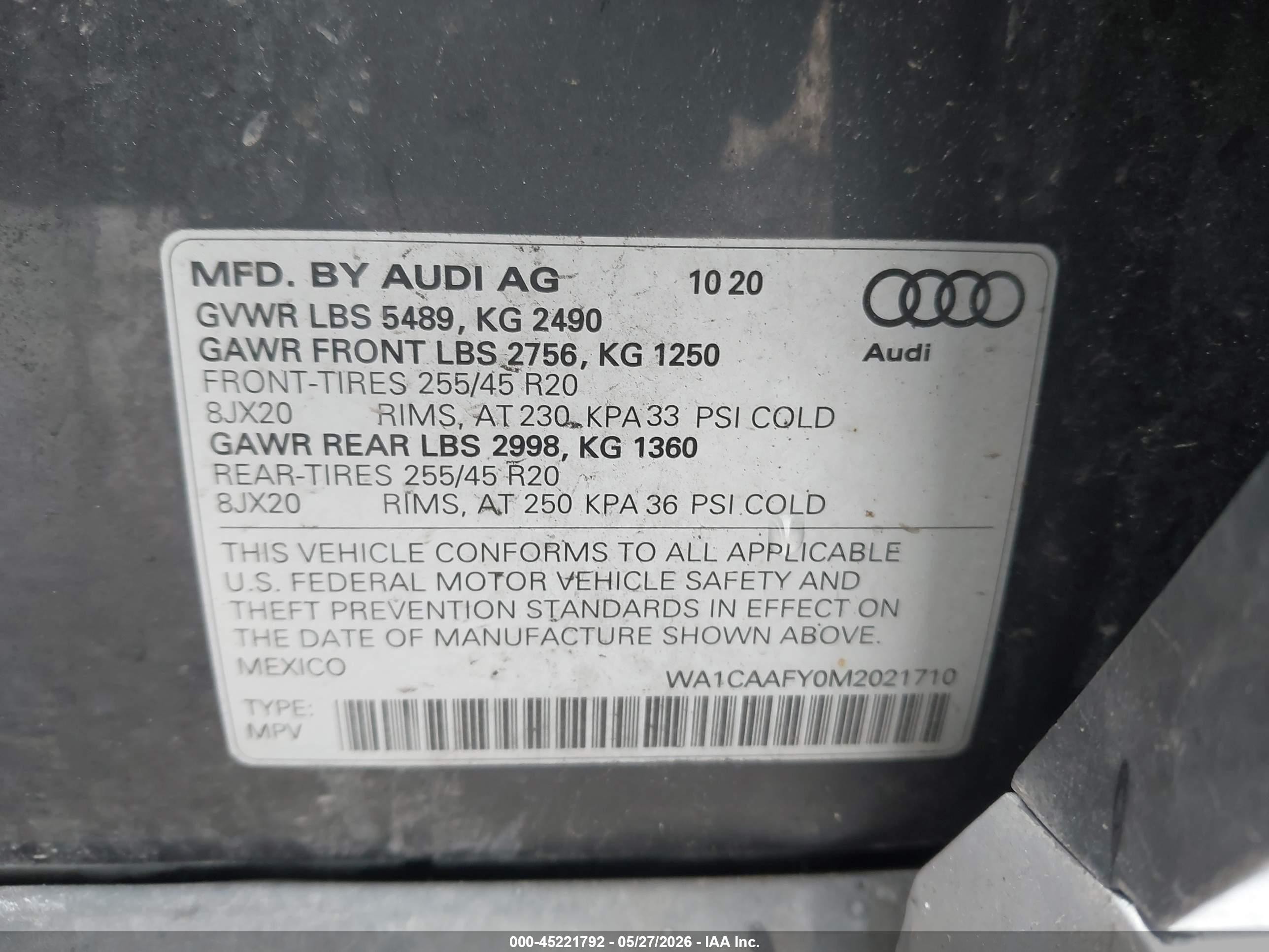2021 Audi Q5 Prestige 45 Tfsi Quattro S Tronic Gray vin: WA1CAAFY0M2021710