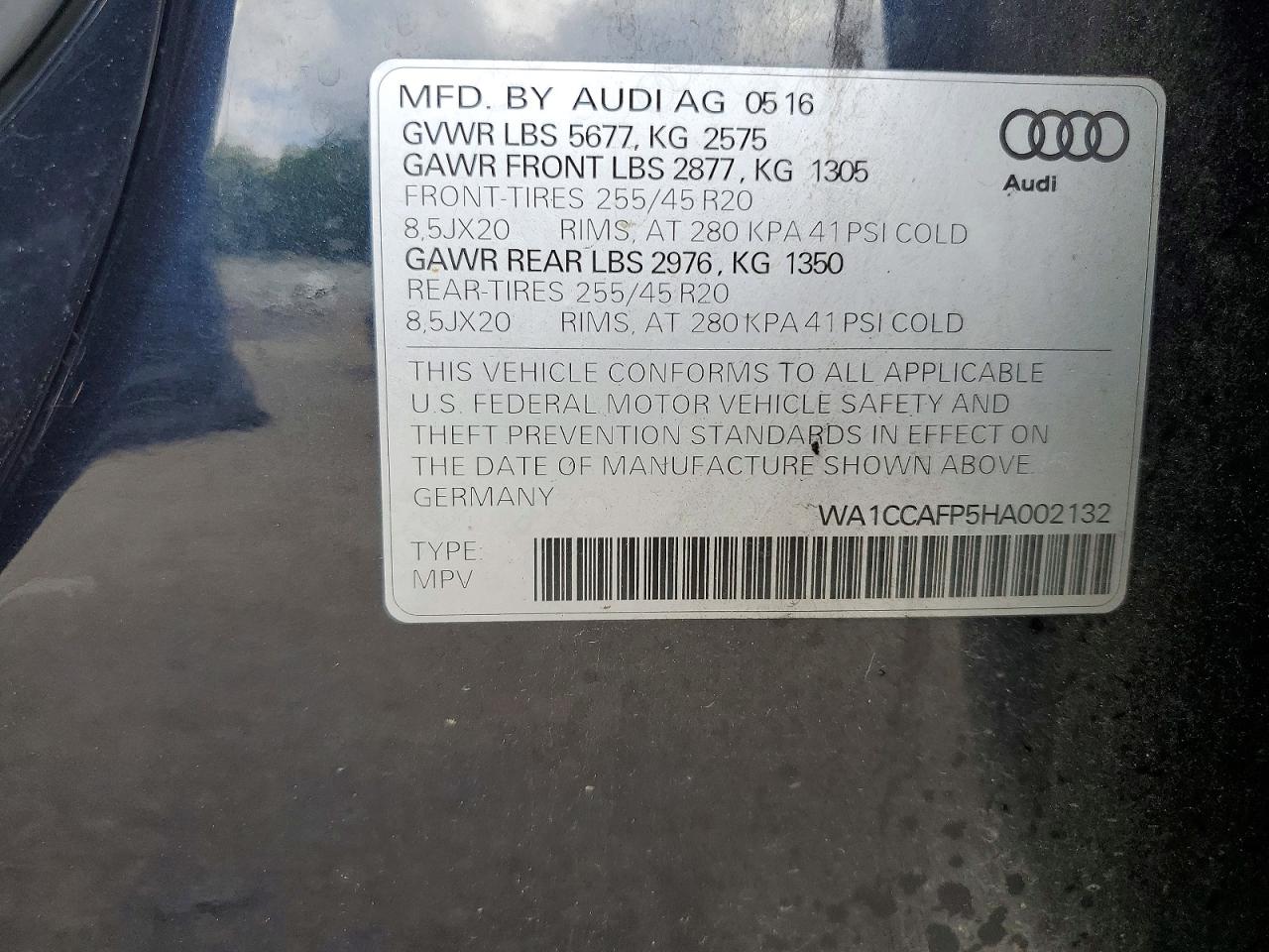 2017 Audi Sq5 Premium Plus Black vin: WA1CCAFP5HA002132