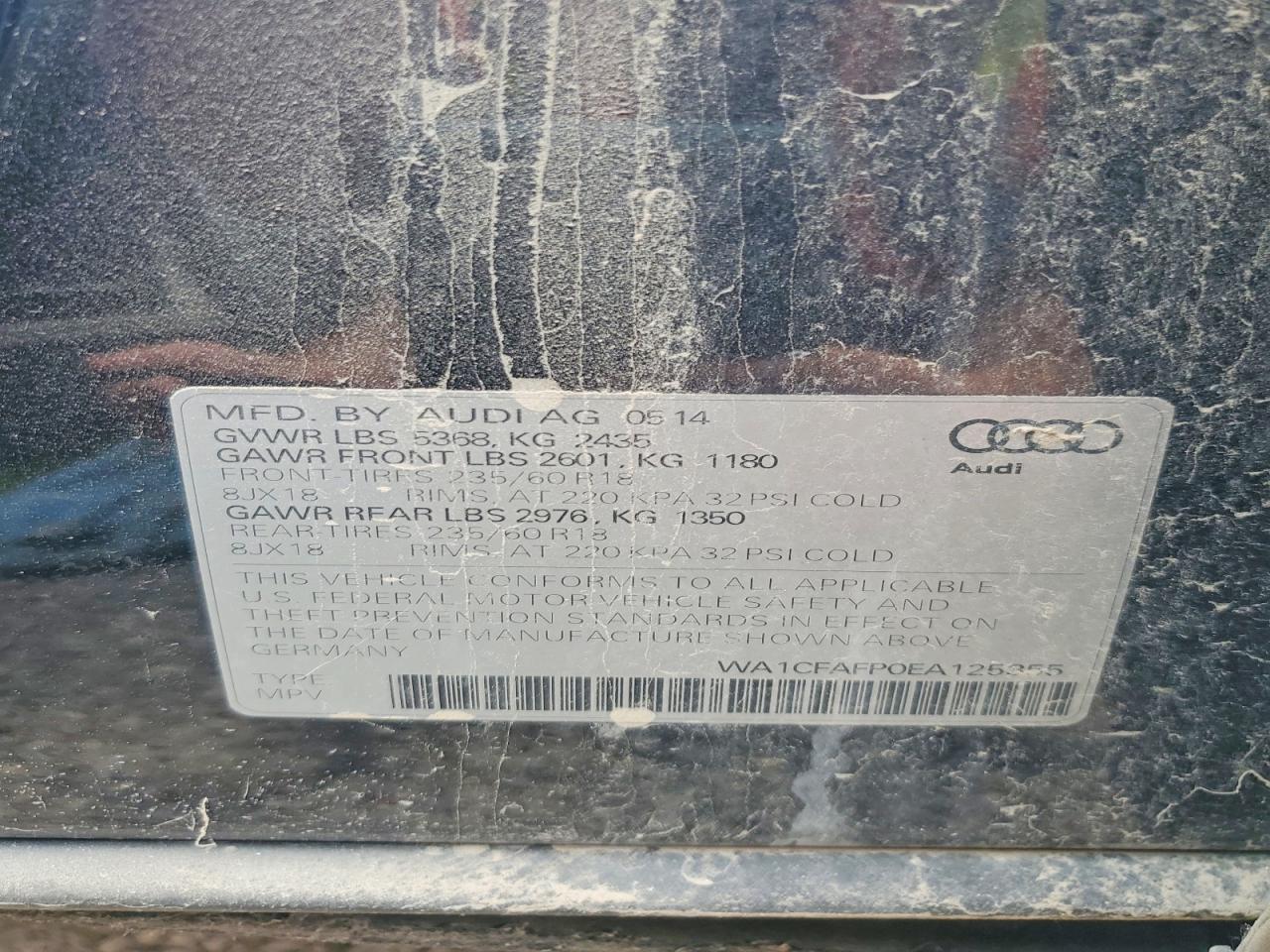 2014 Audi Q5 Premium Gray vin: WA1CFAFP0EA125355