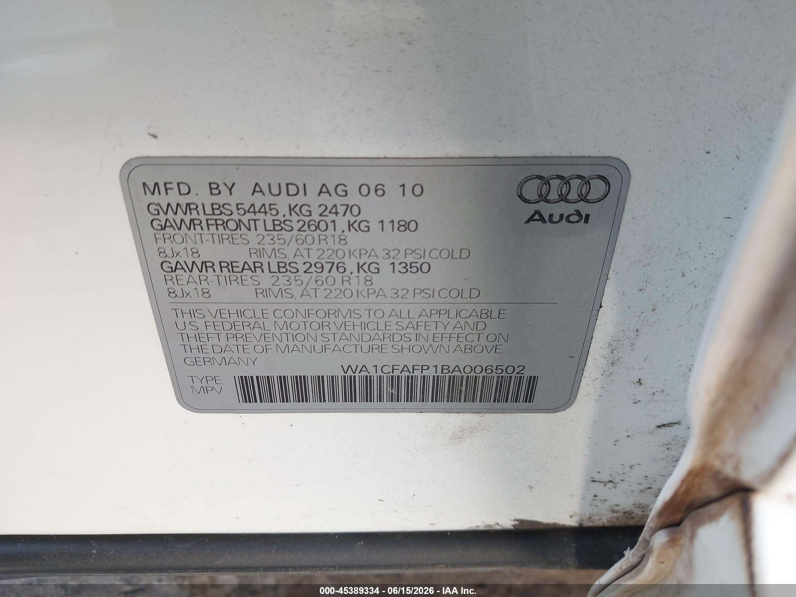 2011 Audi Q5 2.0t Premium White vin: WA1CFAFP1BA006502
