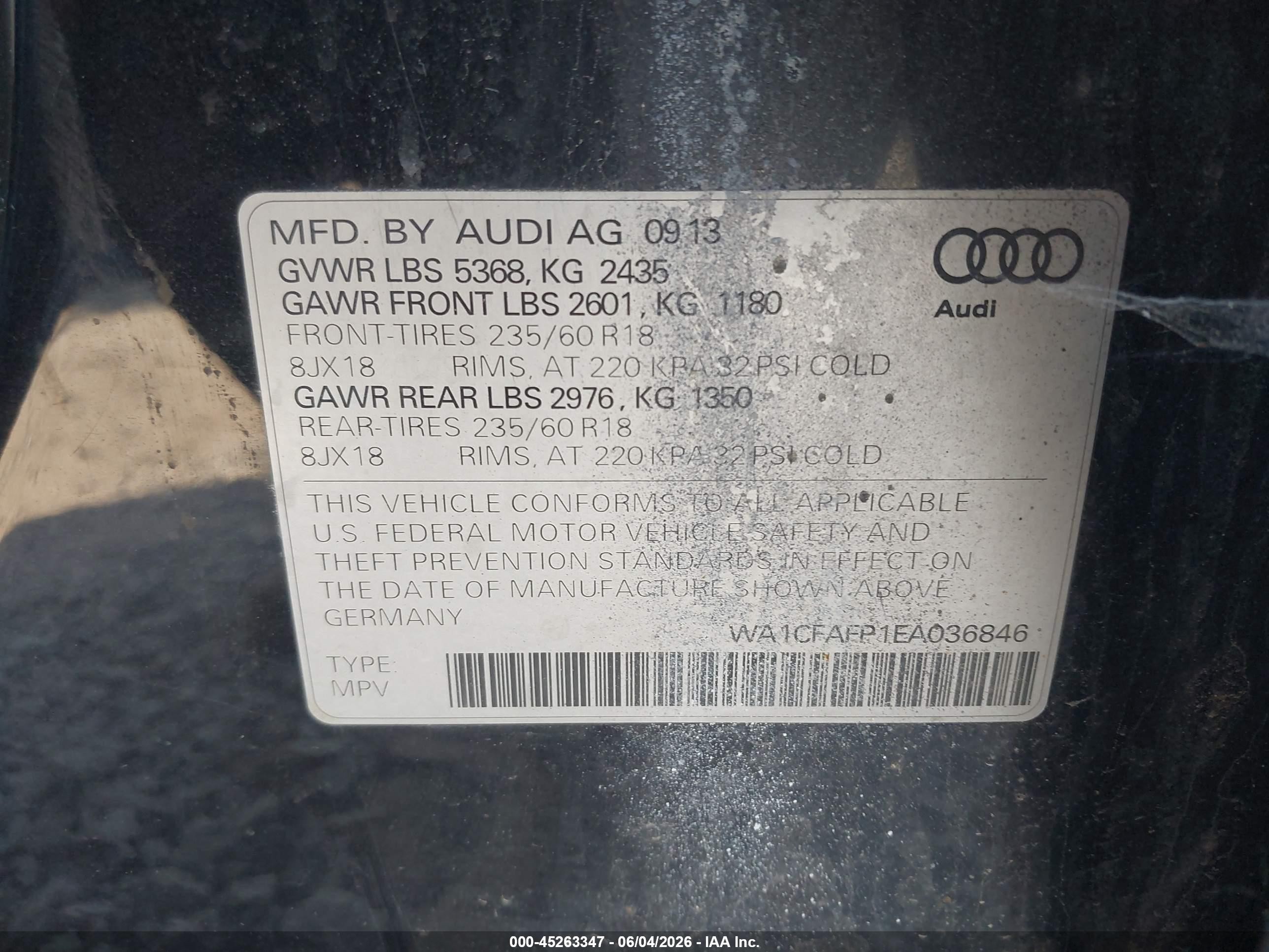 2014 Audi Q5 2.0t Premium Black vin: WA1CFAFP1EA036846