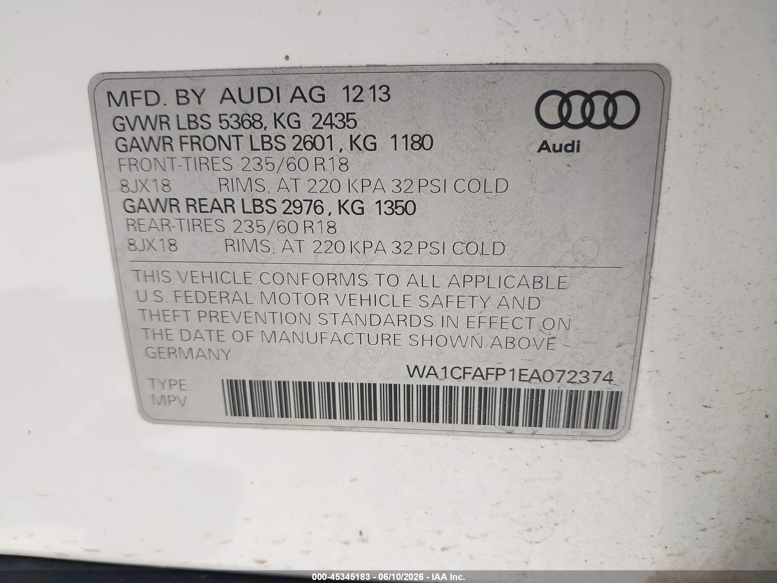 2014 Audi Q5 2.0t Premium White vin: WA1CFAFP1EA072374