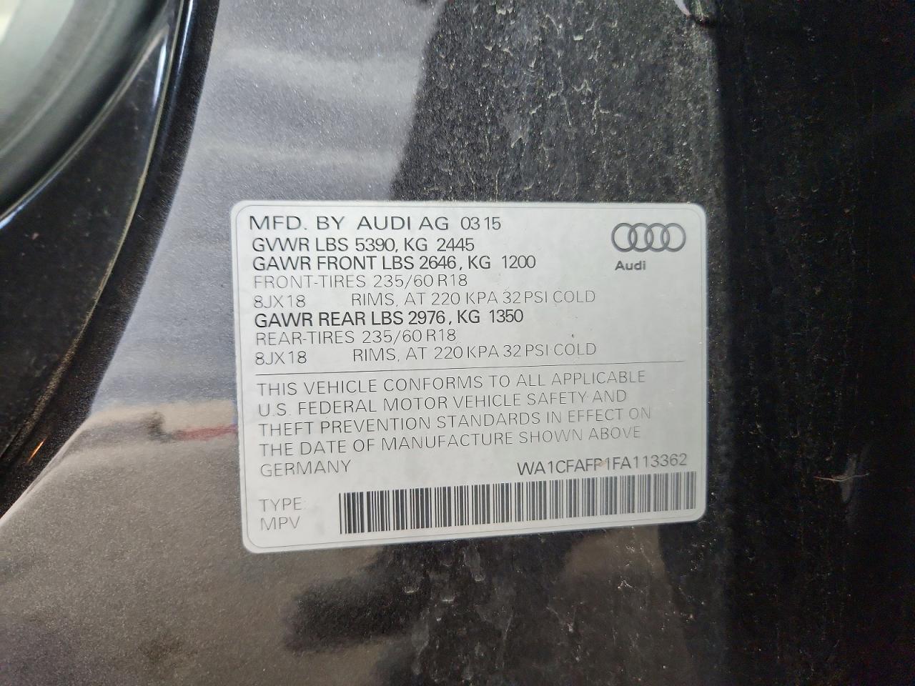 2015 Audi Q5 Premium Gray vin: WA1CFAFP1FA113362