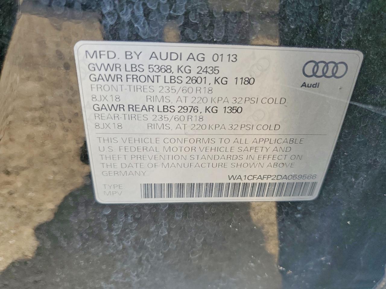 2013 Audi Q5 Premium Black vin: WA1CFAFP2DA059566