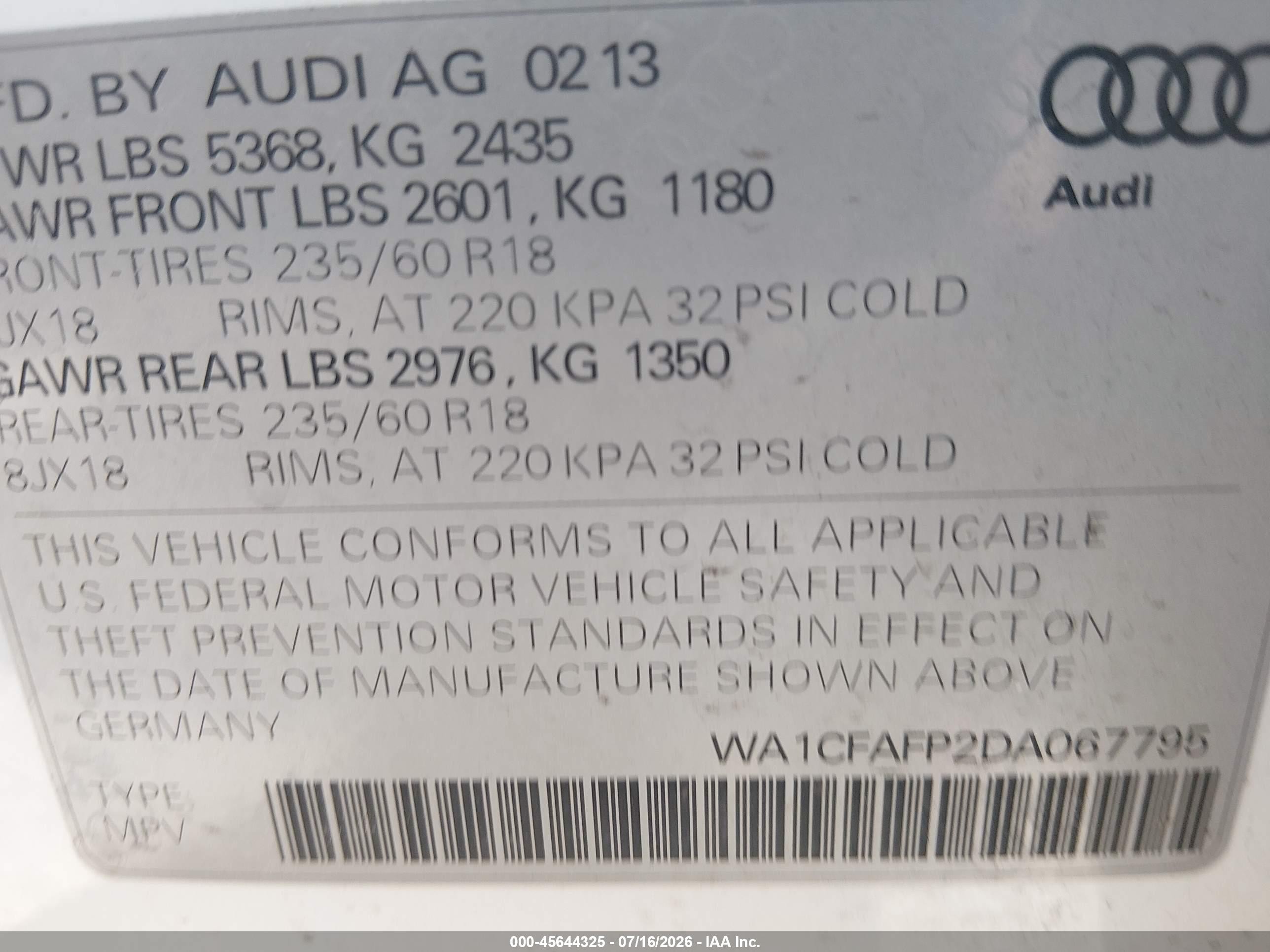 2013 Audi Q5 2.0t Premium White vin: WA1CFAFP2DA067795