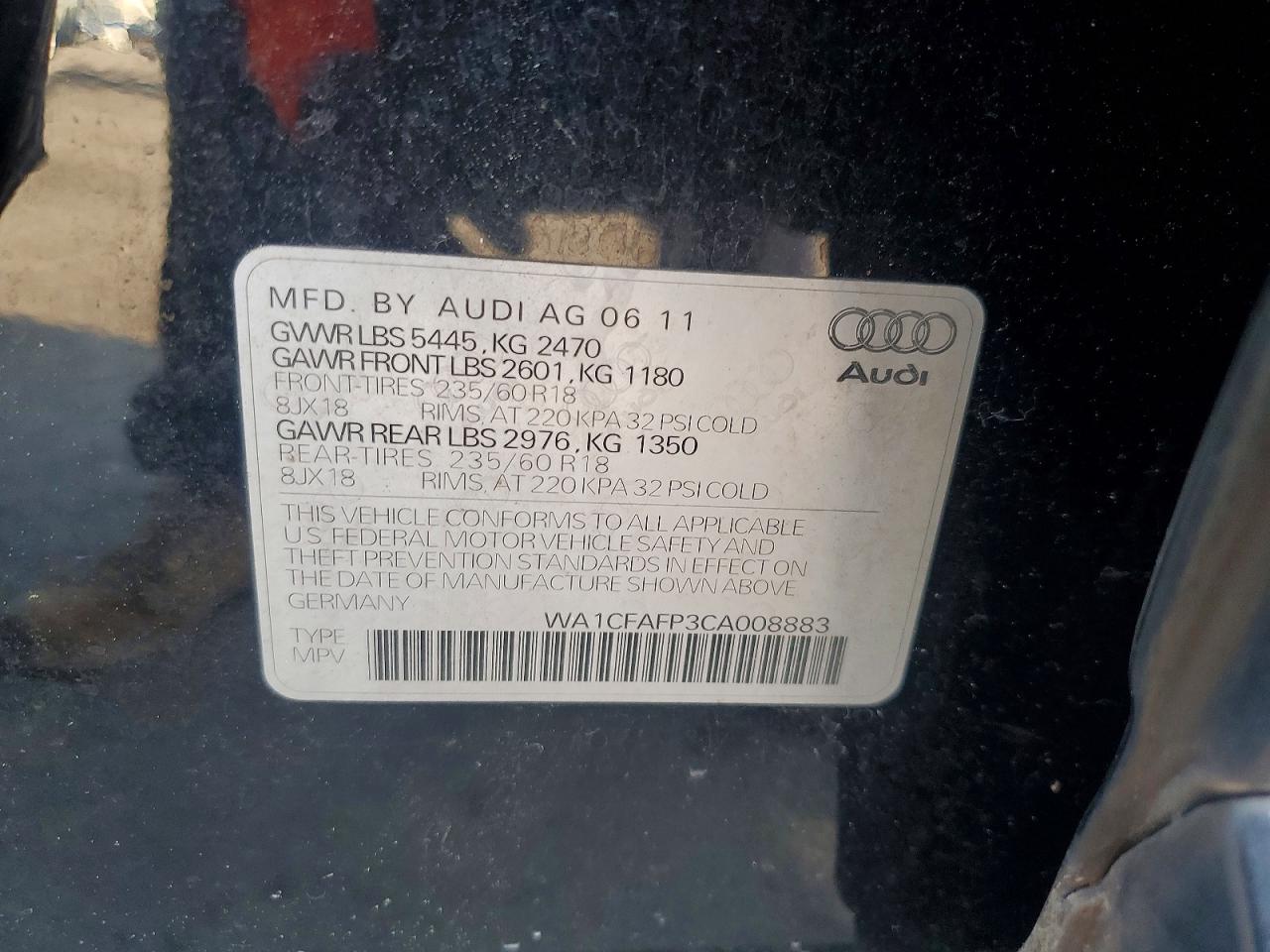 2012 Audi Q5 Premium Black vin: WA1CFAFP3CA008883