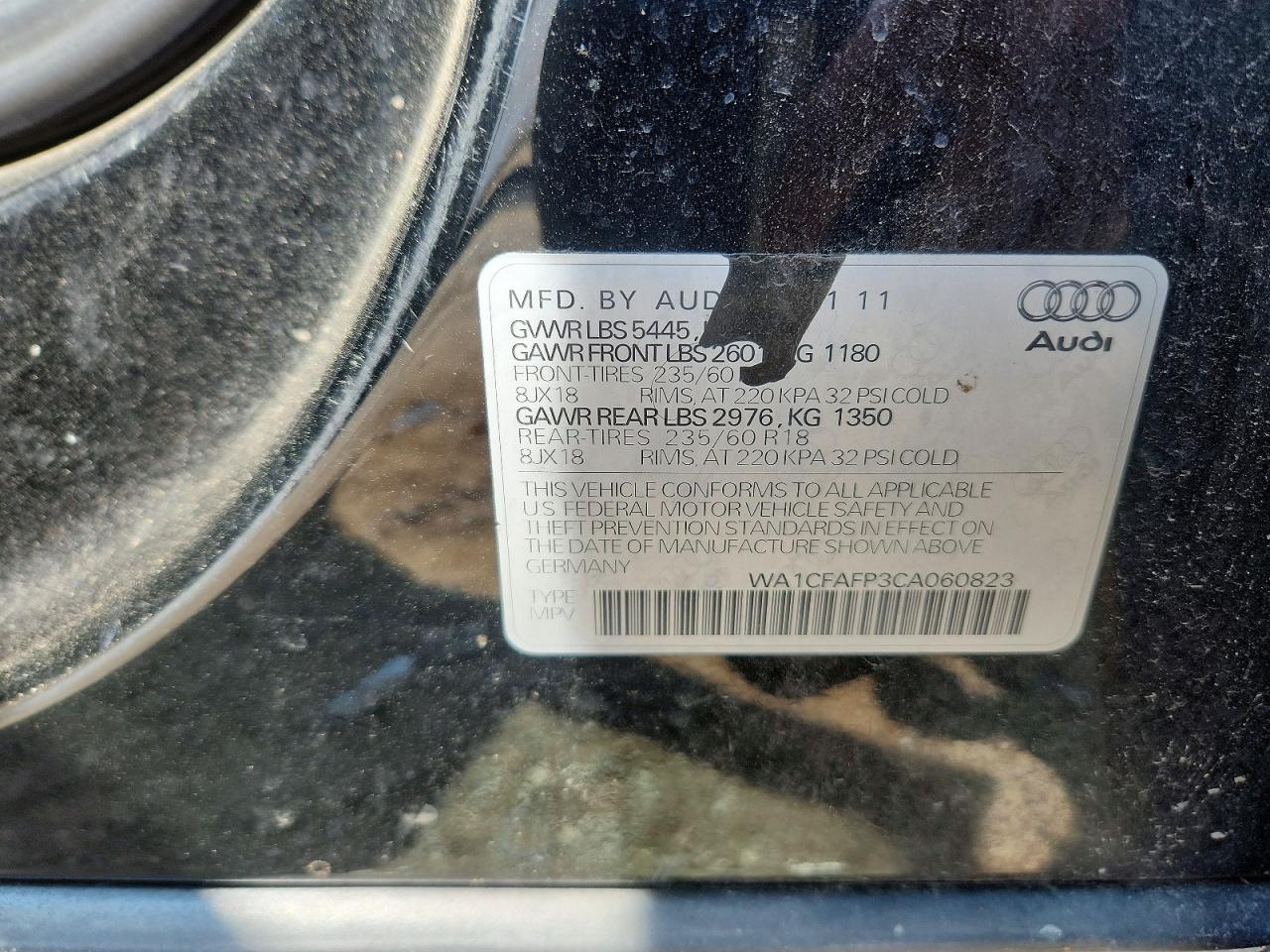 2012 Audi Q5 Premium Black vin: WA1CFAFP3CA060823