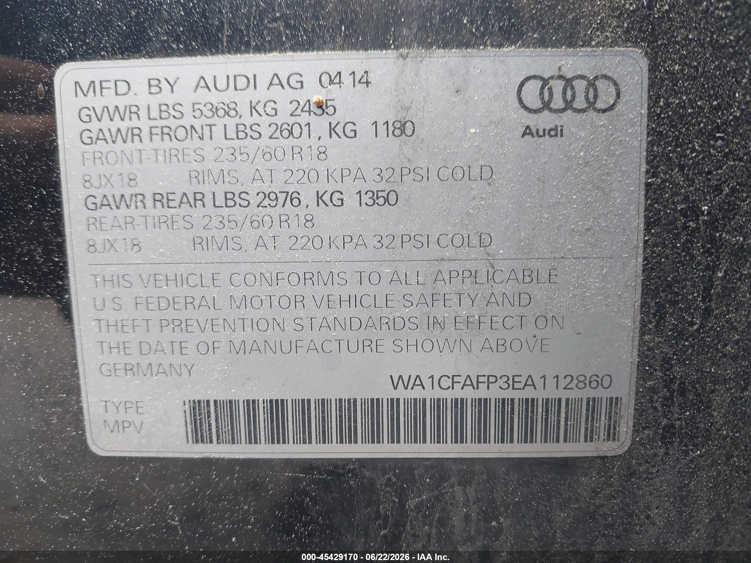 2014 Audi Q5 2.0t Premium Blue vin: WA1CFAFP3EA112860