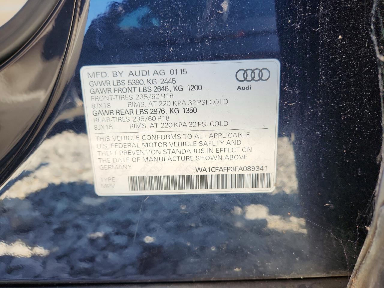 2015 Audi Q5 Premium Black vin: WA1CFAFP3FA089341