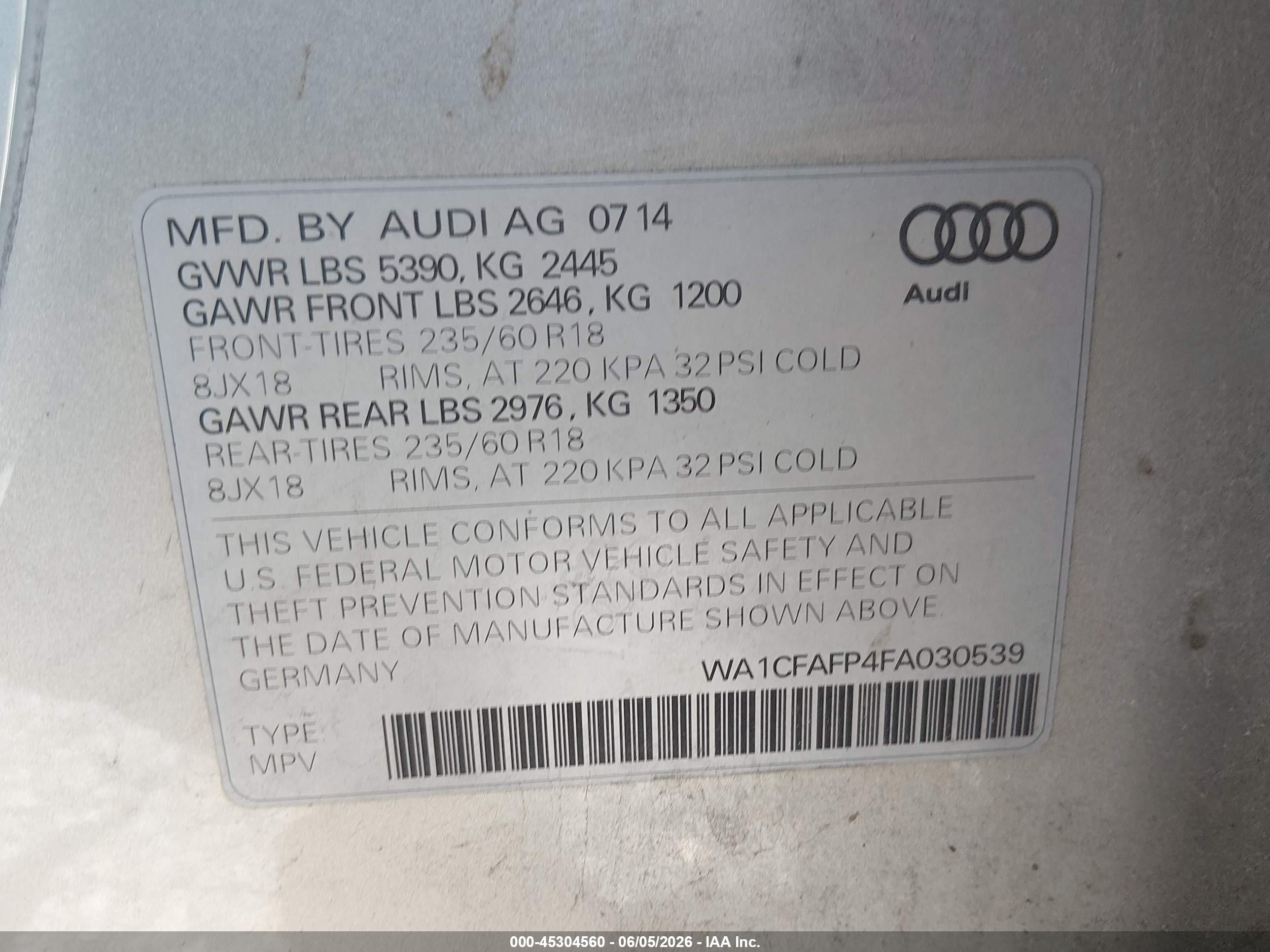 2015 Audi Q5 2.0t Premium Бежевый vin: WA1CFAFP4FA030539