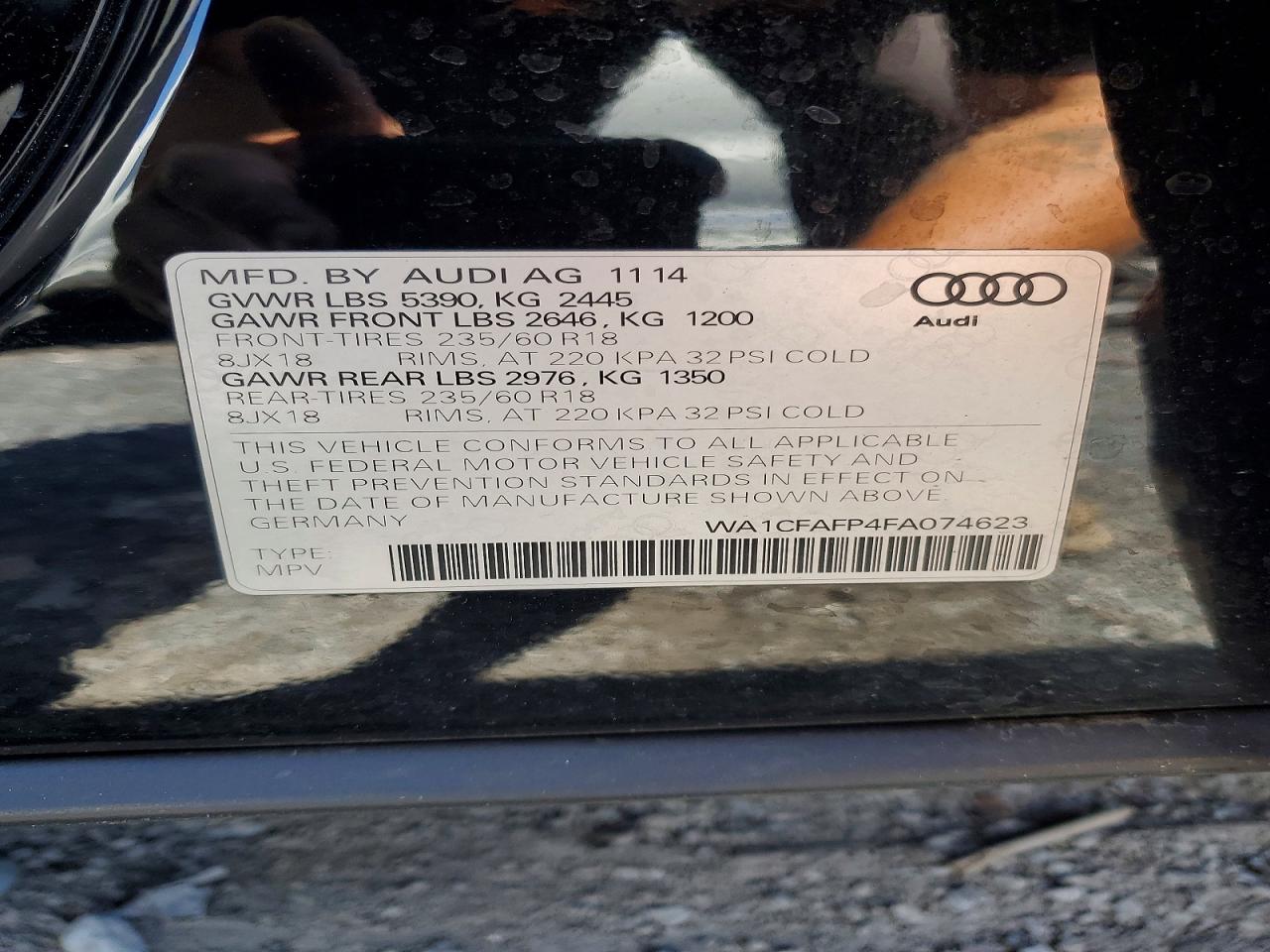2015 Audi Q5 Premium Black vin: WA1CFAFP4FA074623