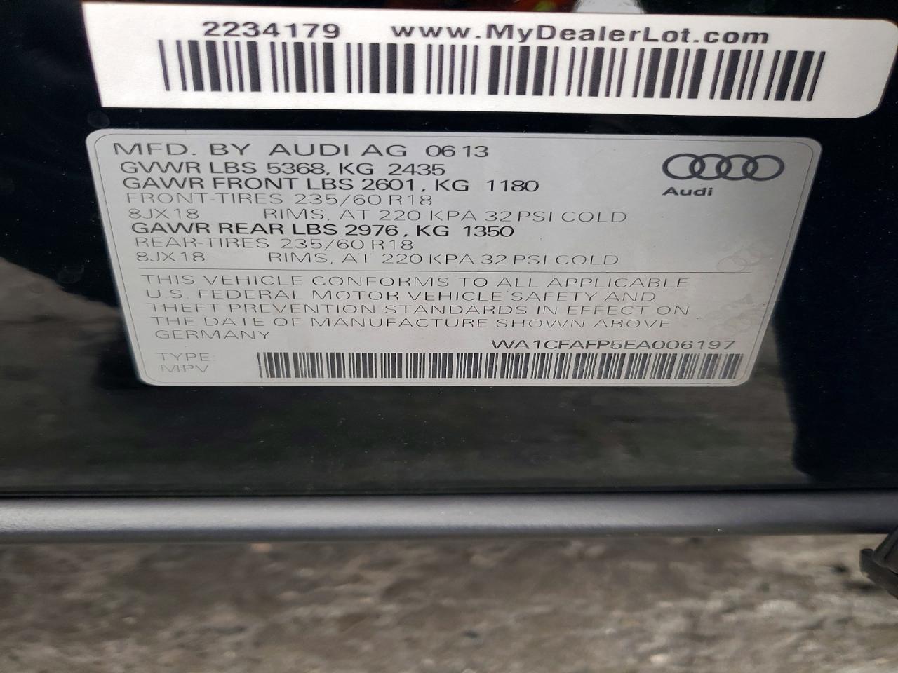 2014 Audi Q5 Premium Black vin: WA1CFAFP5EA006197