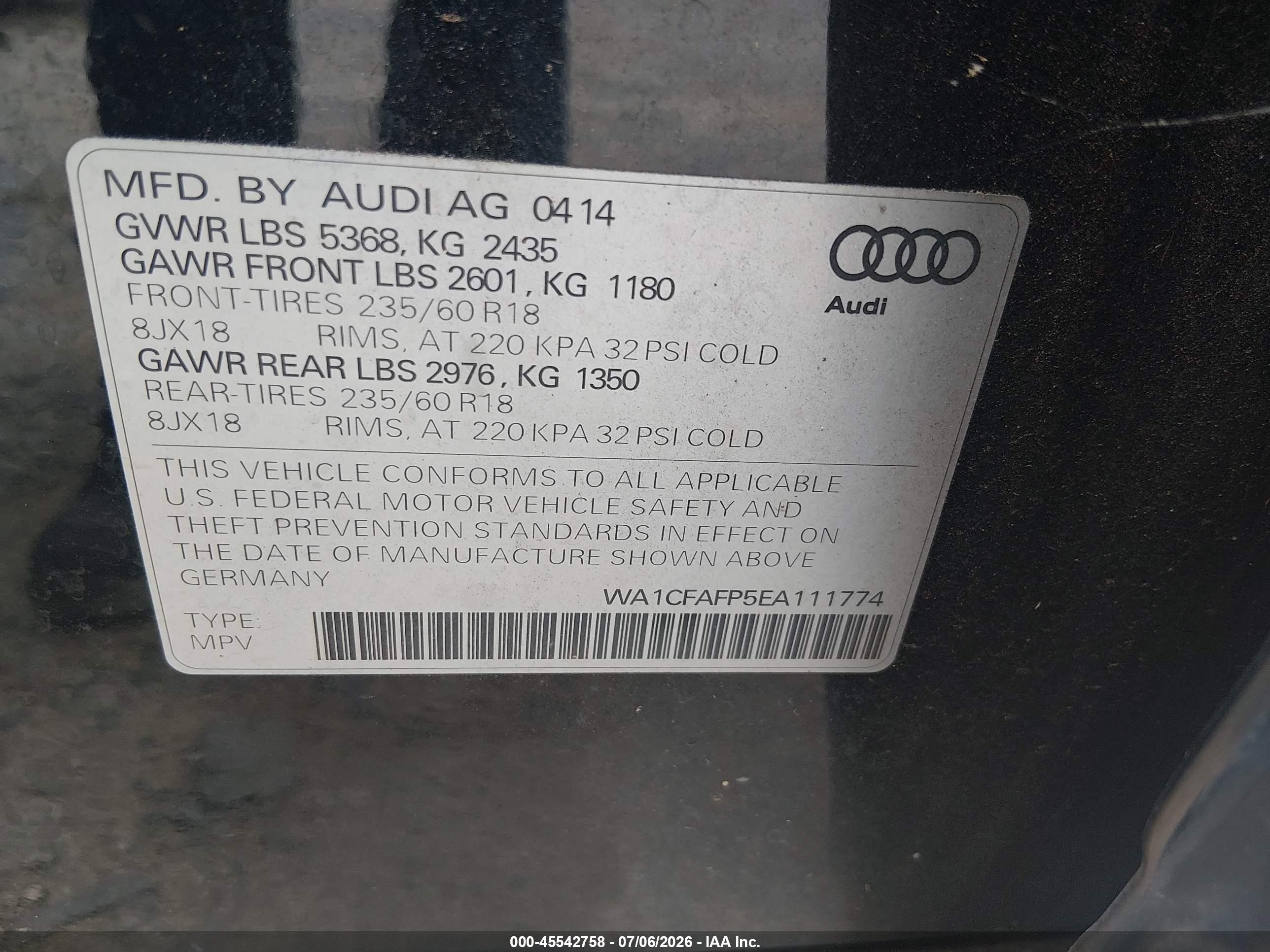2014 Audi Q5 2.0t Premium Black vin: WA1CFAFP5EA111774