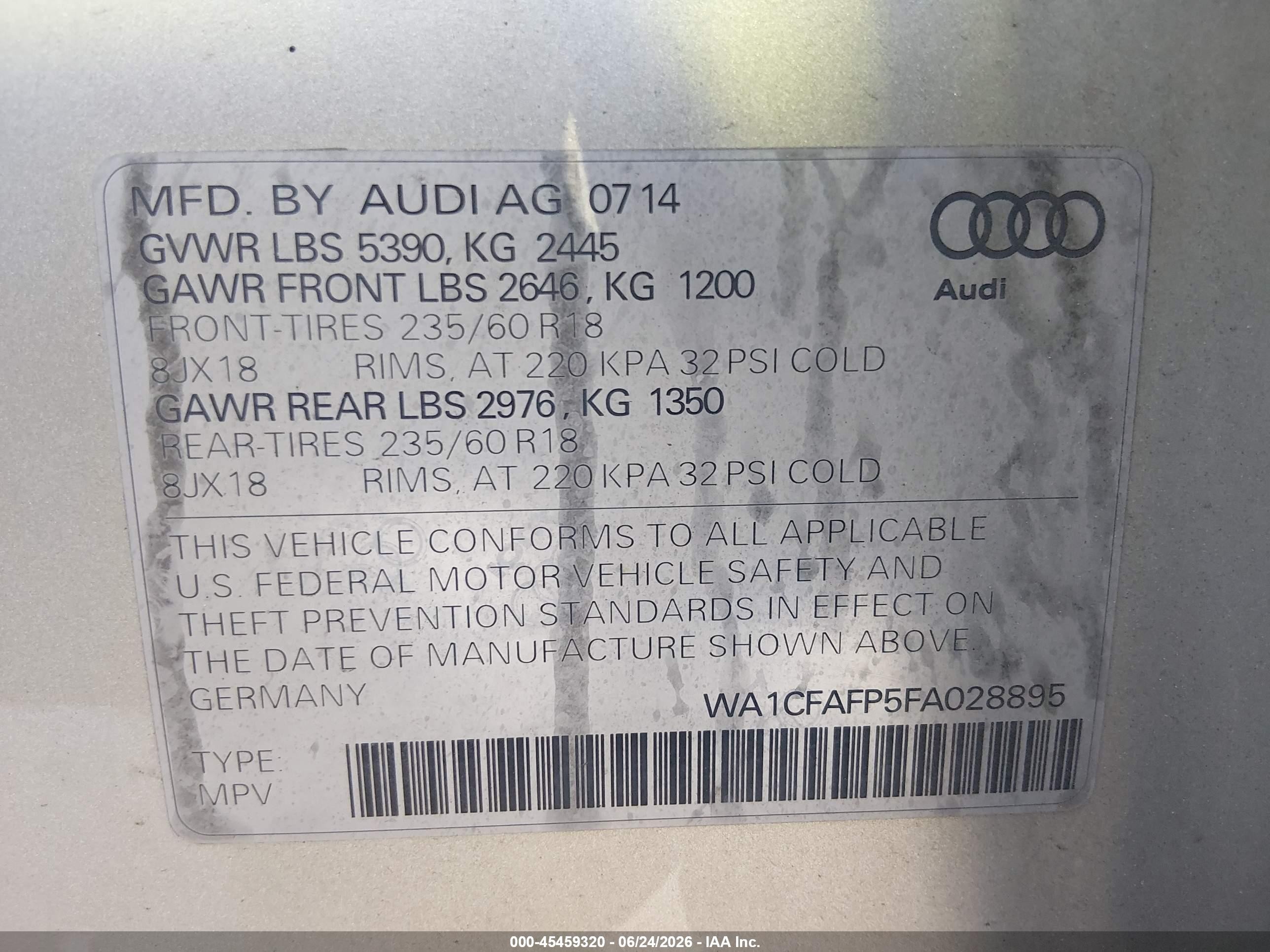 2015 Audi Q5 2.0t Premium Бежевый vin: WA1CFAFP5FA028895