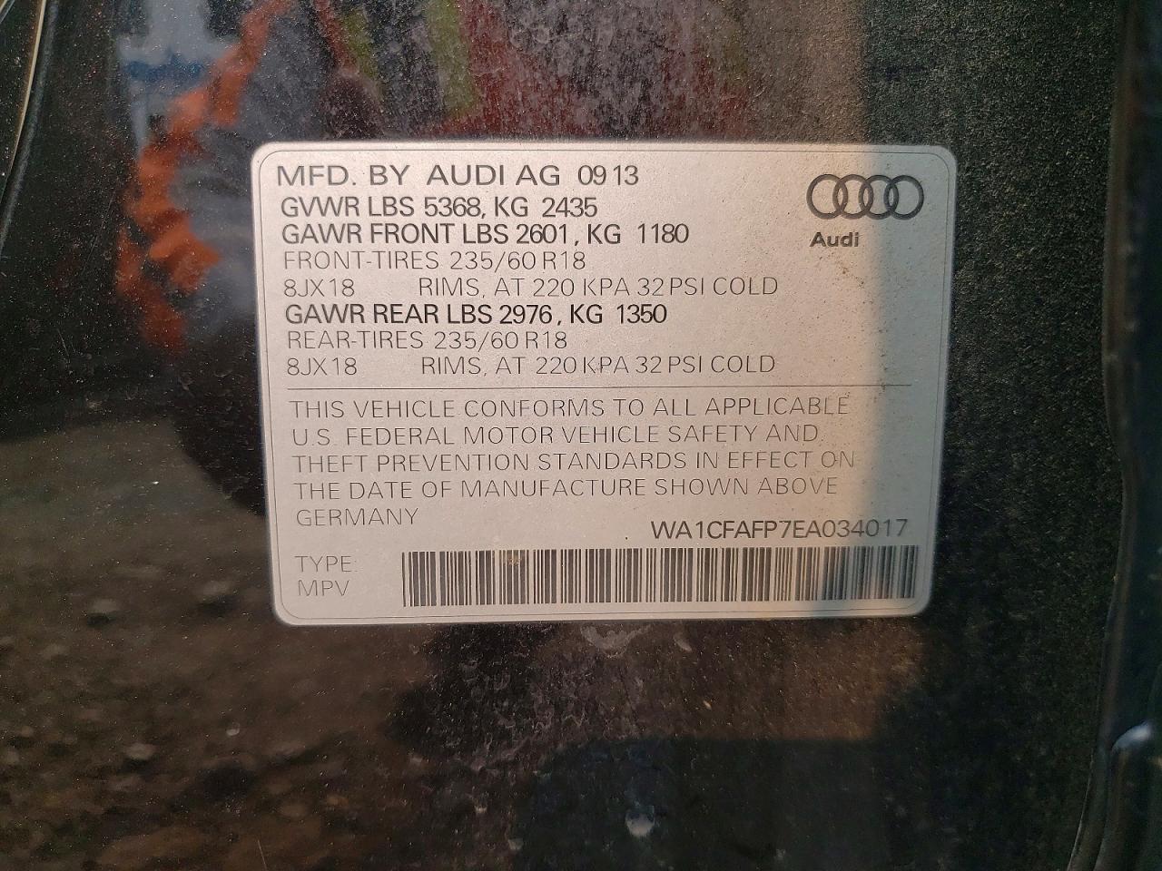 2014 Audi Q5 Premium Black vin: WA1CFAFP7EA034017