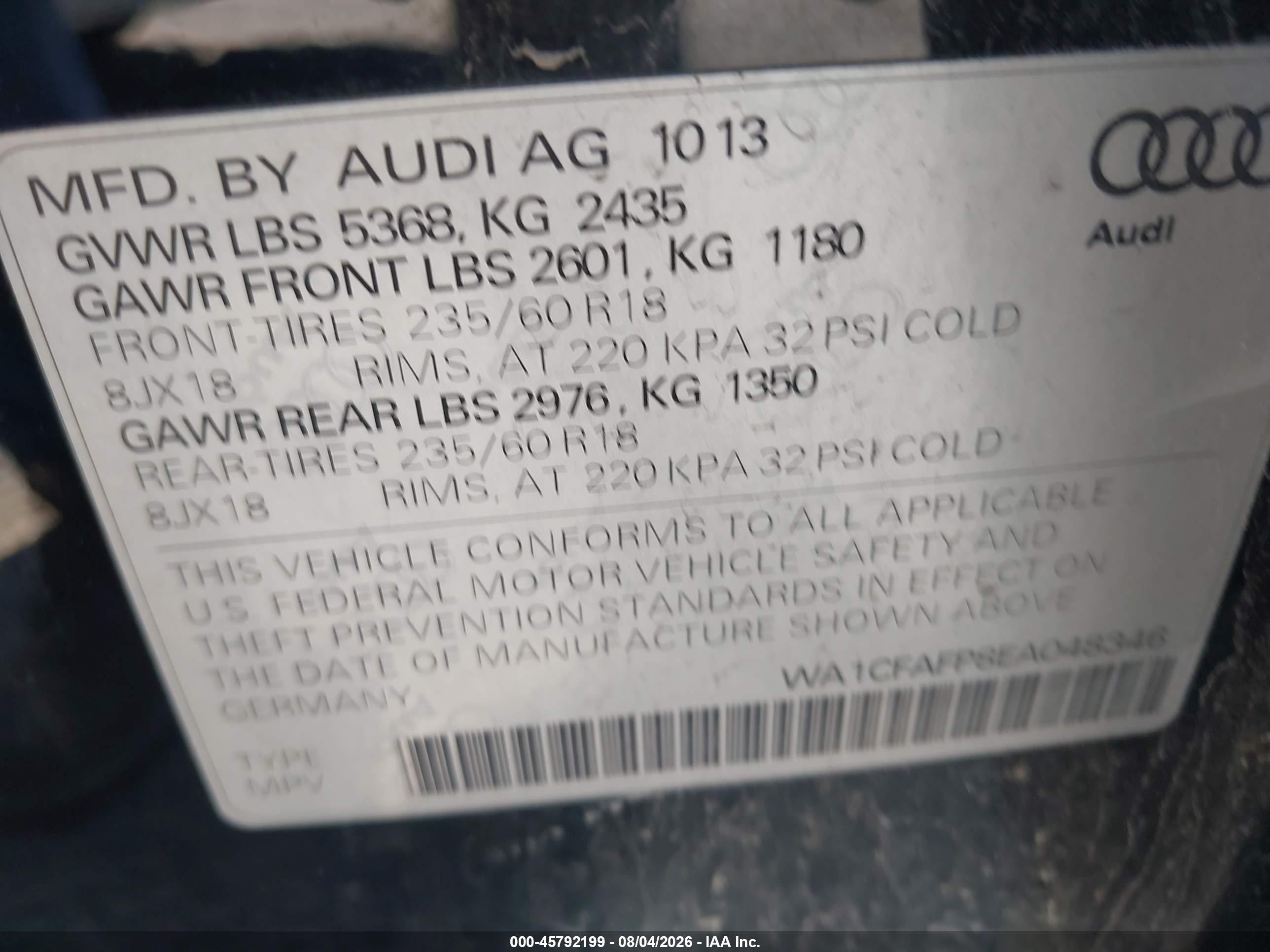 2014 Audi Q5 2.0t Premium Cream vin: WA1CFAFP8EA048346
