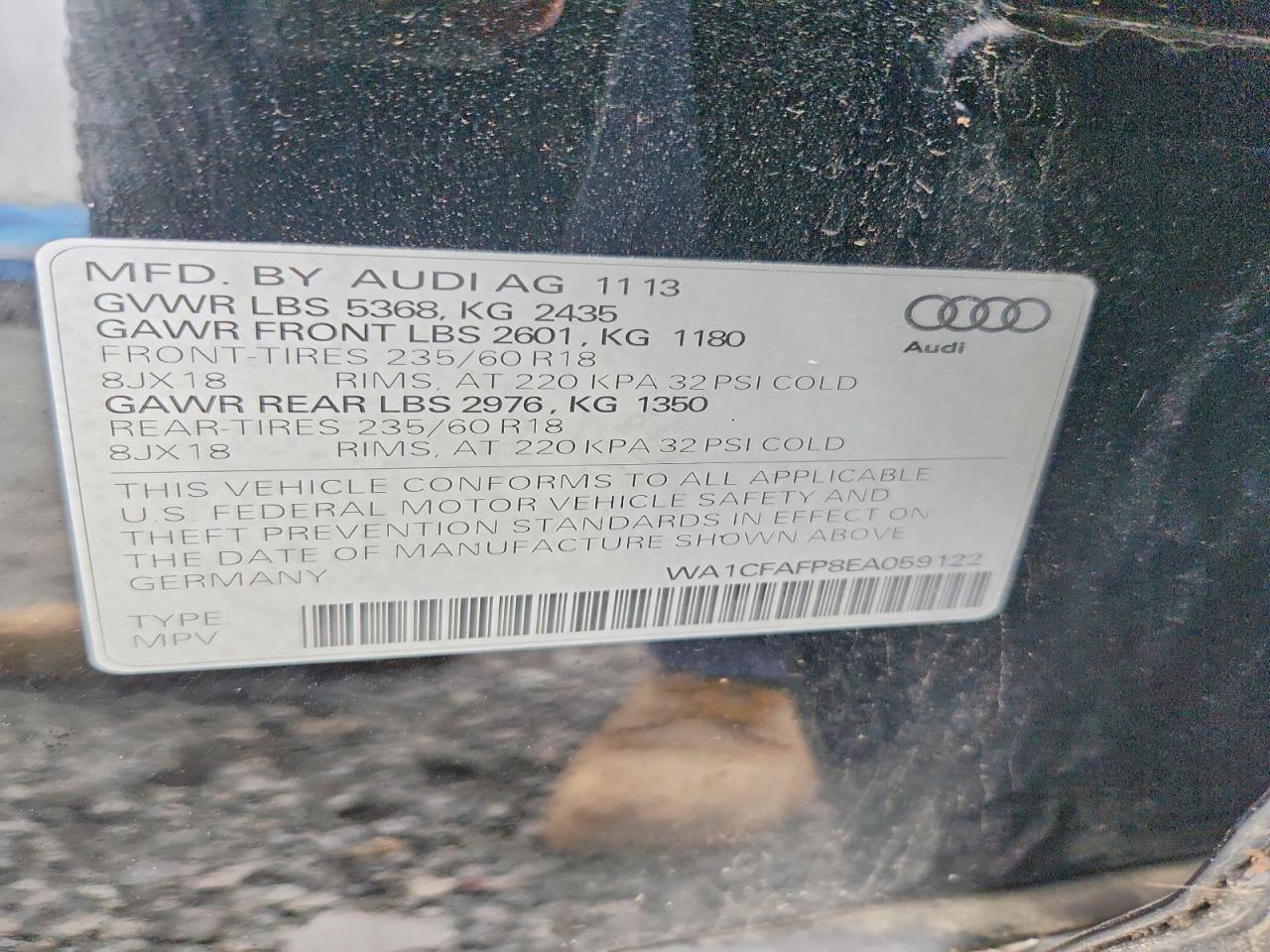 2014 Audi Q5 Premium Черный vin: WA1CFAFP8EA059122
