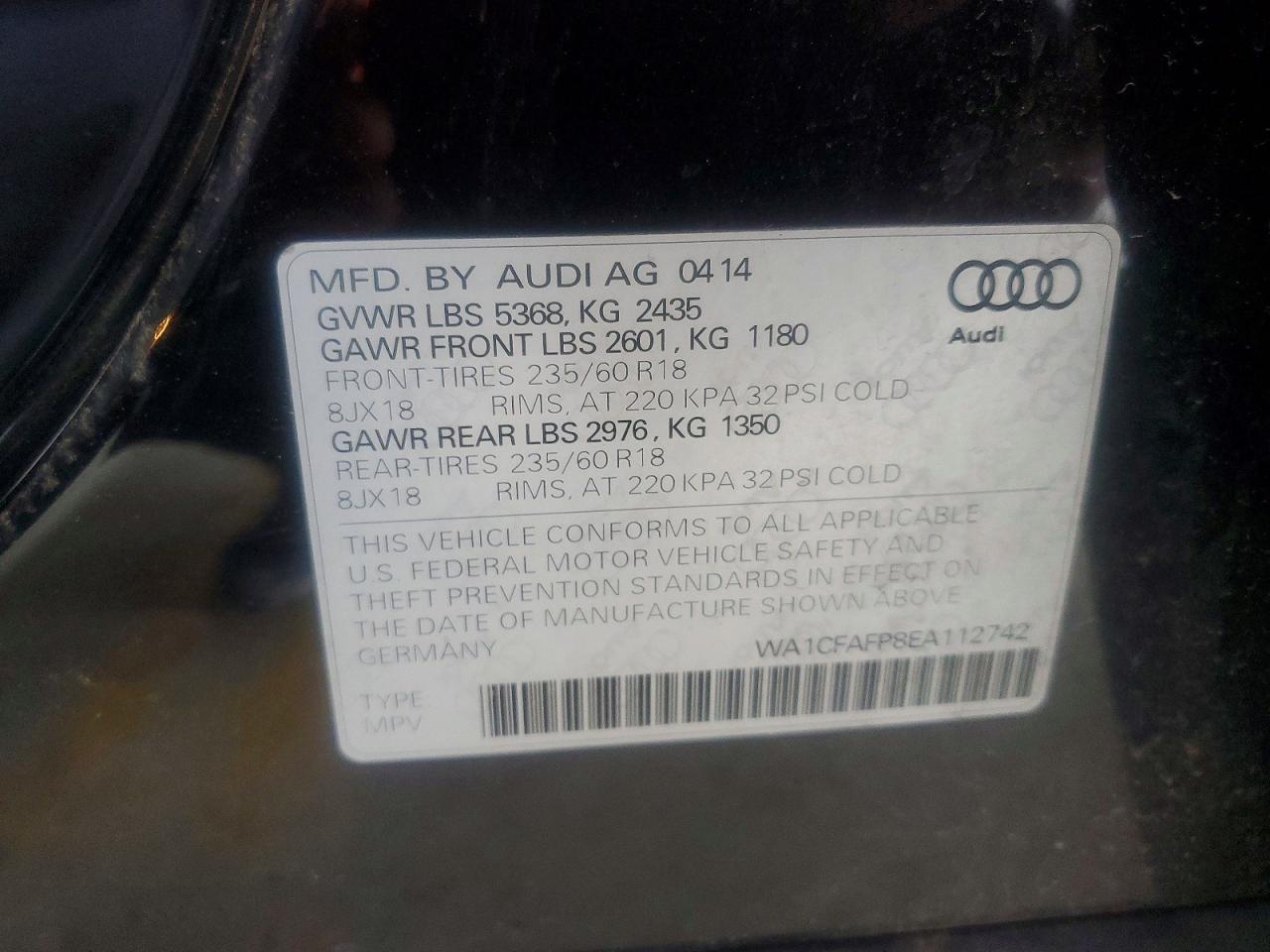 2014 Audi Q5 Premium Black vin: WA1CFAFP8EA112742
