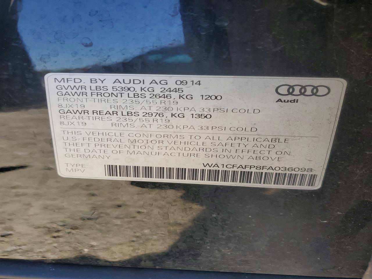 2015 Audi Q5 Premium Black vin: WA1CFAFP8FA036098
