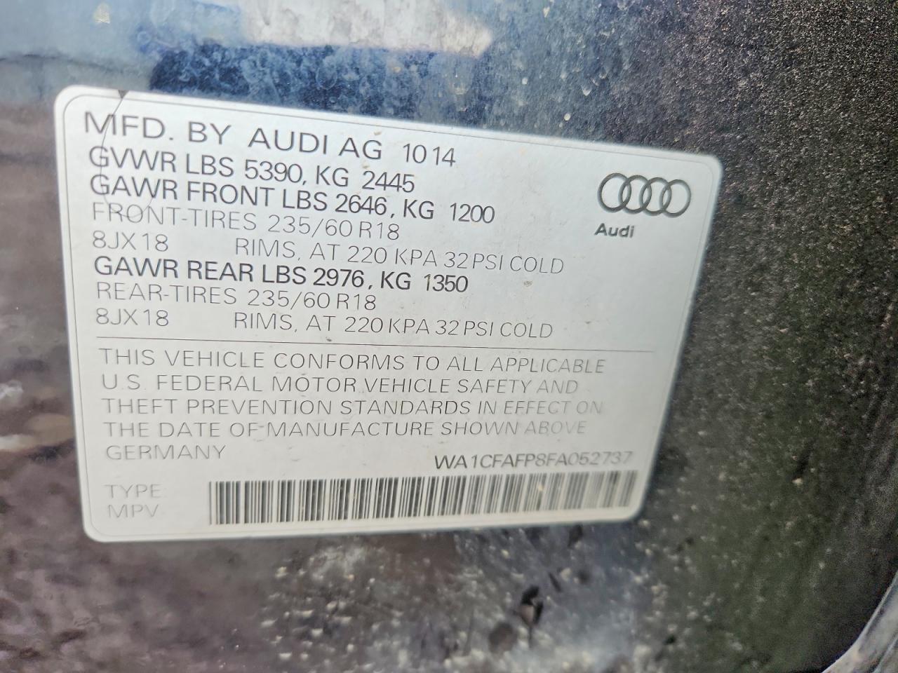 2015 Audi Q5 Premium Blue vin: WA1CFAFP8FA052737