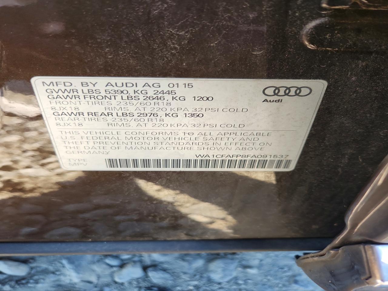 2015 Audi Q5 Premium Brown vin: WA1CFAFP8FA091537