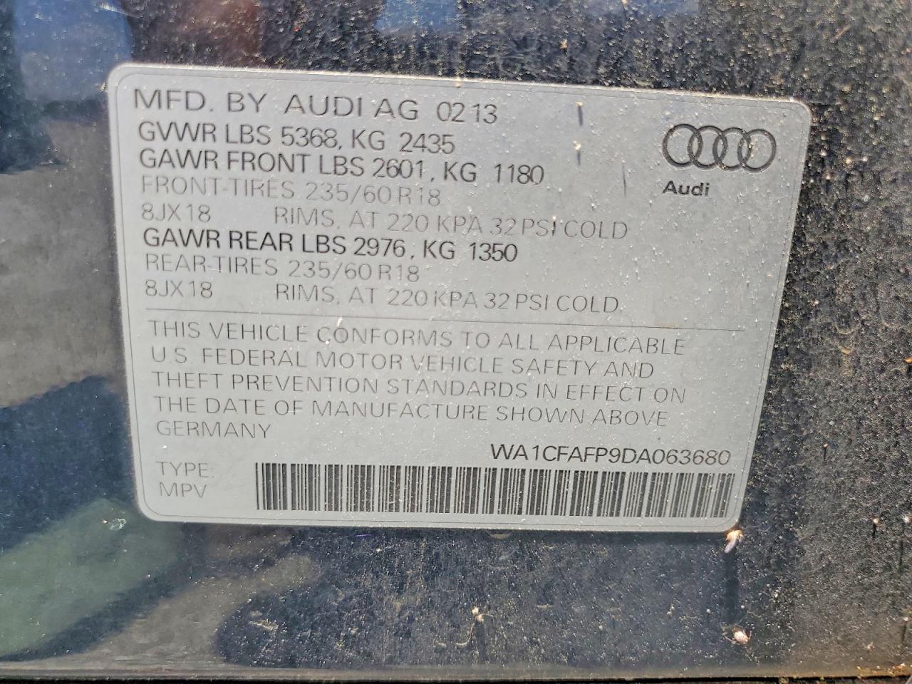 2013 Audi Q5 Premium Blue vin: WA1CFAFP9DA063680