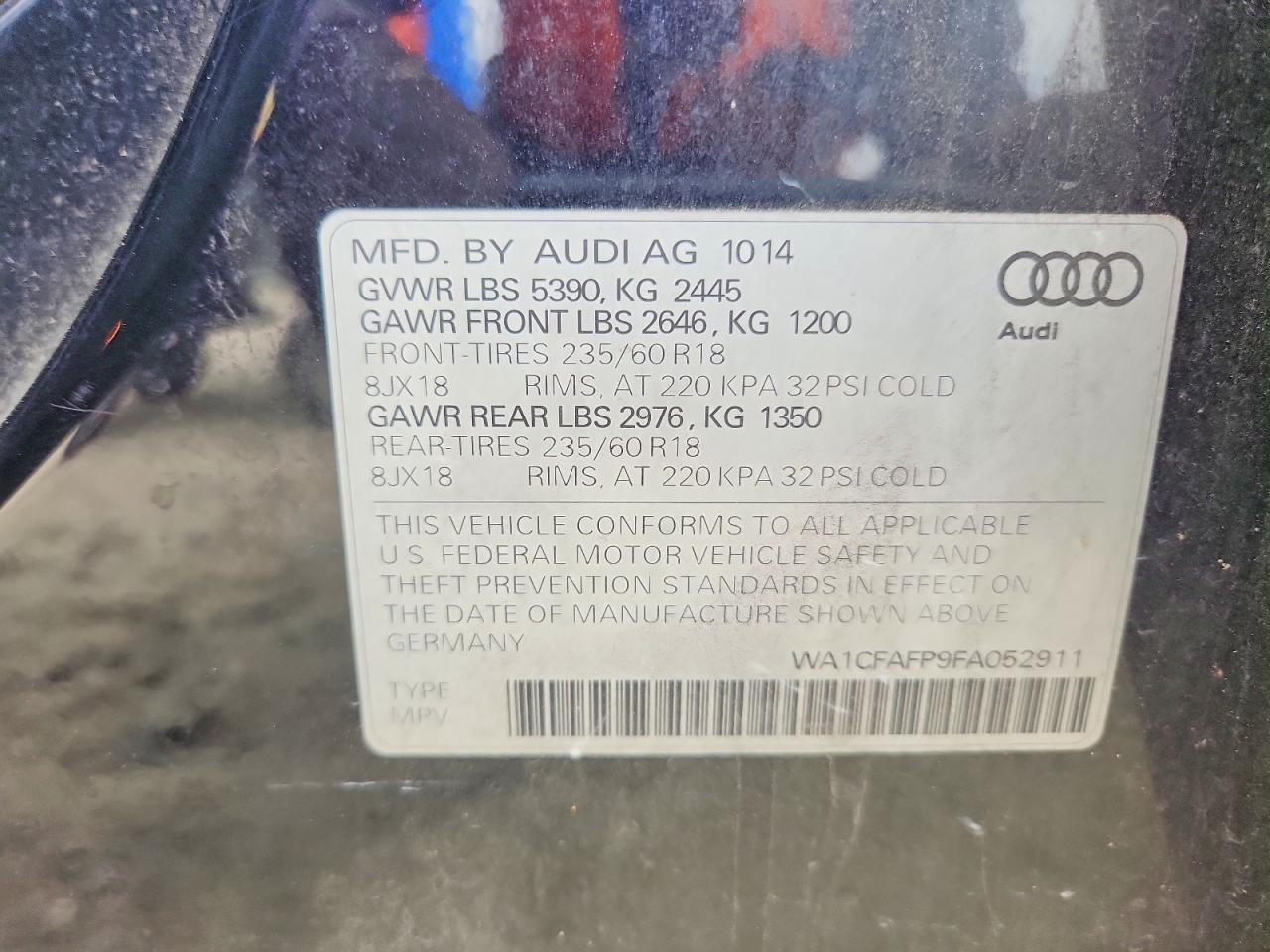 2015 Audi Q5 Premium Black vin: WA1CFAFP9FA052911
