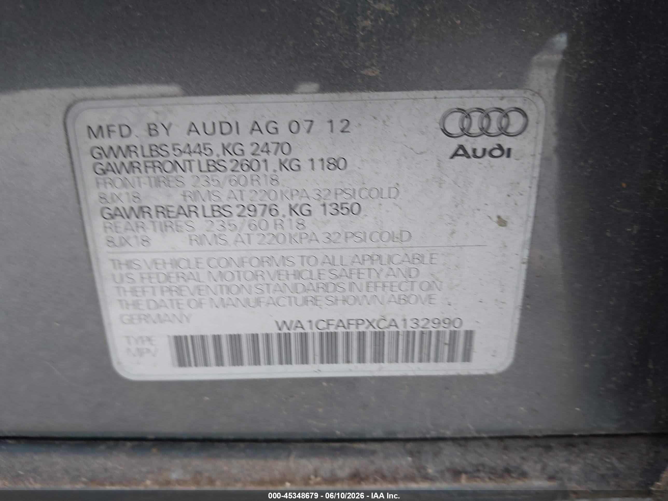 2012 Audi Q5 2.0t Premium Gray vin: WA1CFAFPXCA132990