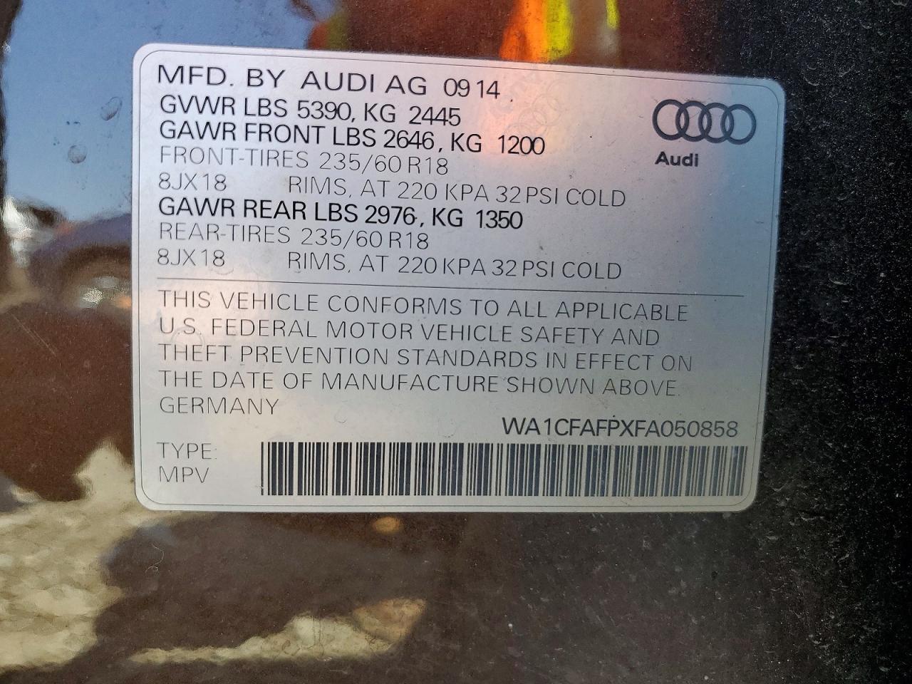 2015 Audi Q5 Premium Brown vin: WA1CFAFPXFA050858