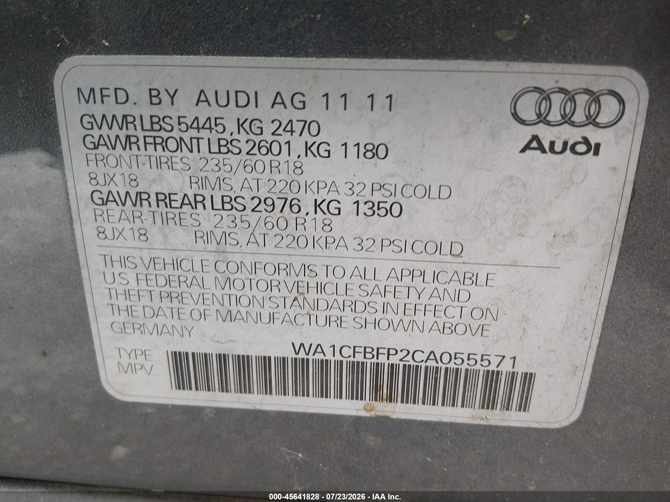 2012 Audi Q5 2.0t Premium Gray vin: WA1CFBFP2CA055571