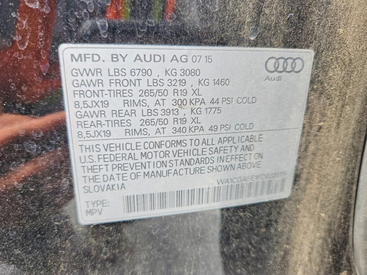 2015 Audi Q7 Black vin: WA1CGAFE1FD033179