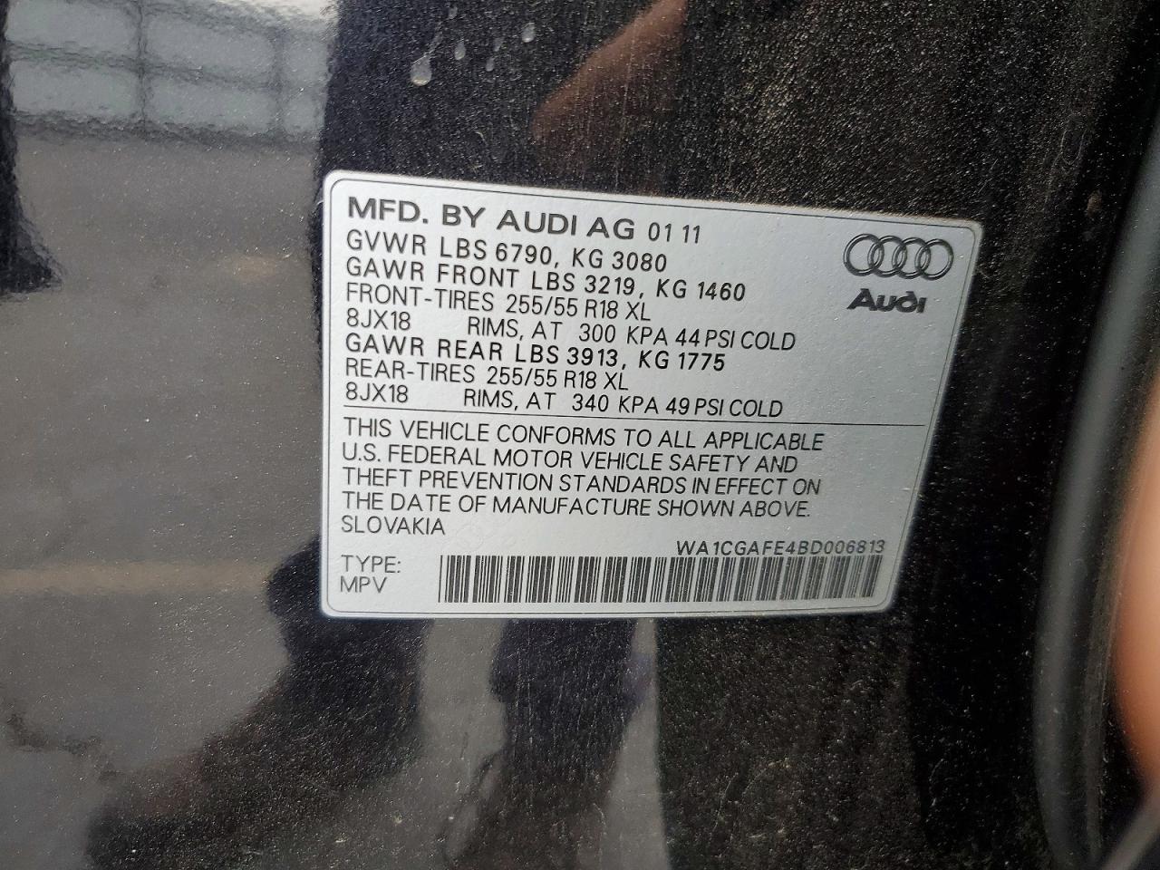 2011 Audi Q7 Premium Black vin: WA1CGAFE4BD006813