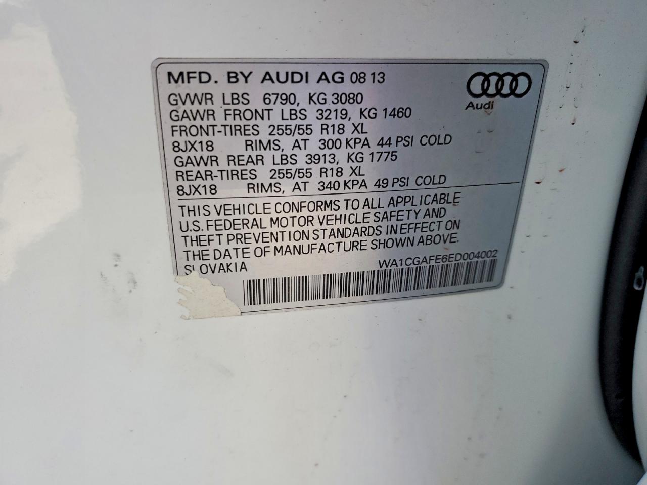 2014 Audi Q7 Premium White vin: WA1CGAFE6ED004002