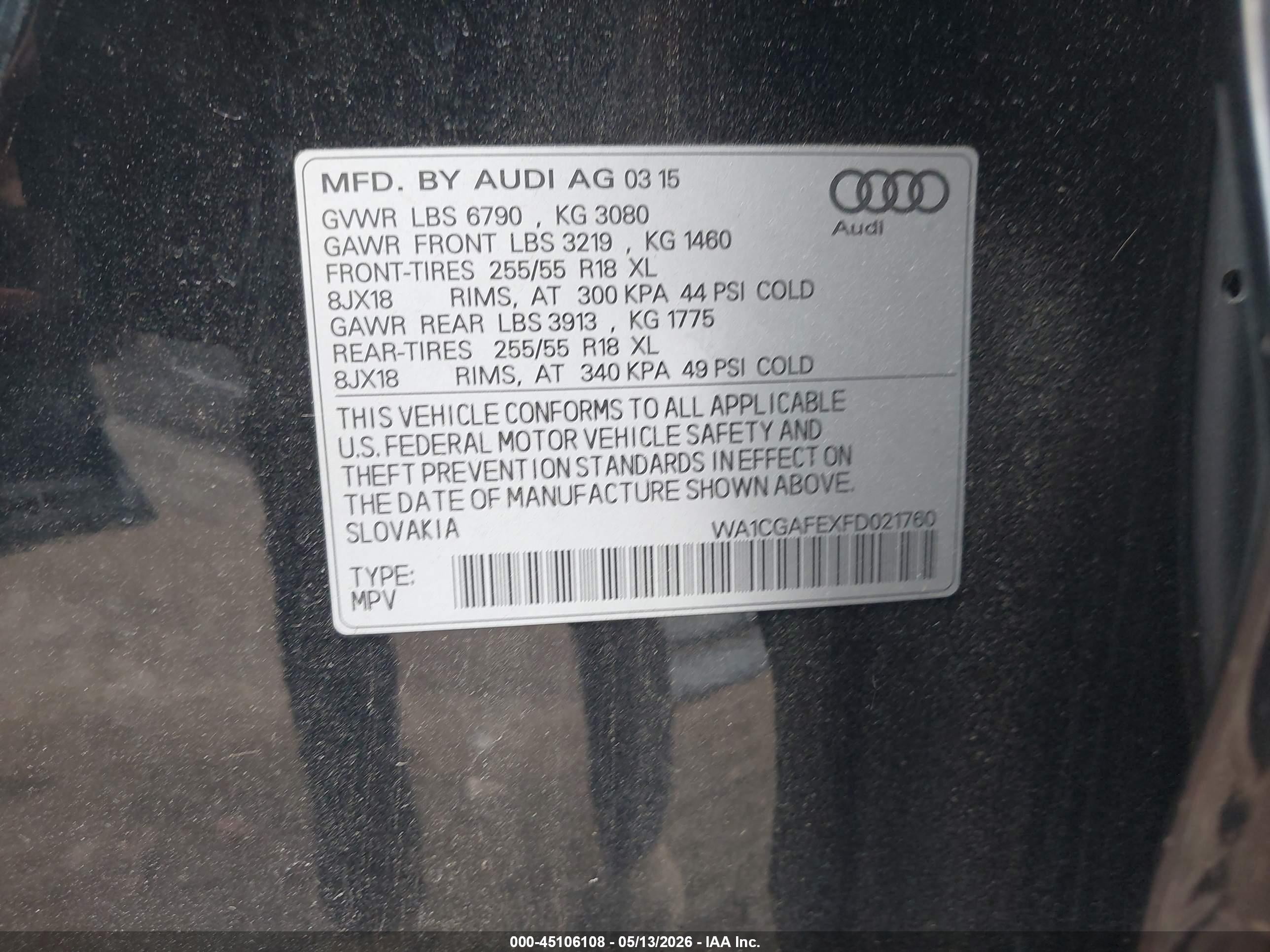 2015 Audi Q7 3.0t Premium Beige vin: WA1CGAFEXFD021760