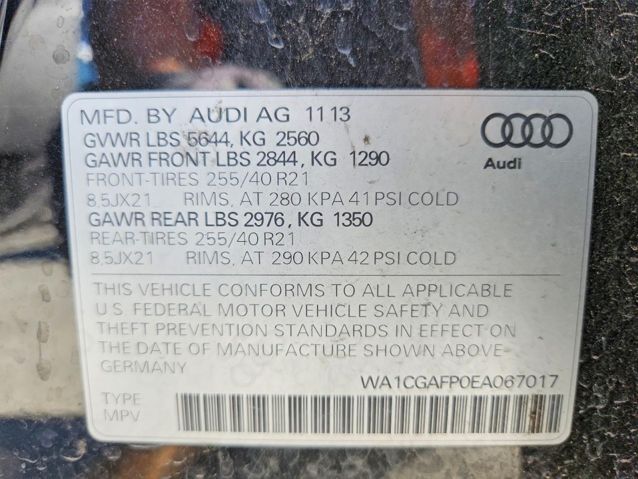 2014 Audi Sq5 Premium Plus Black vin: WA1CGAFP0EA067017