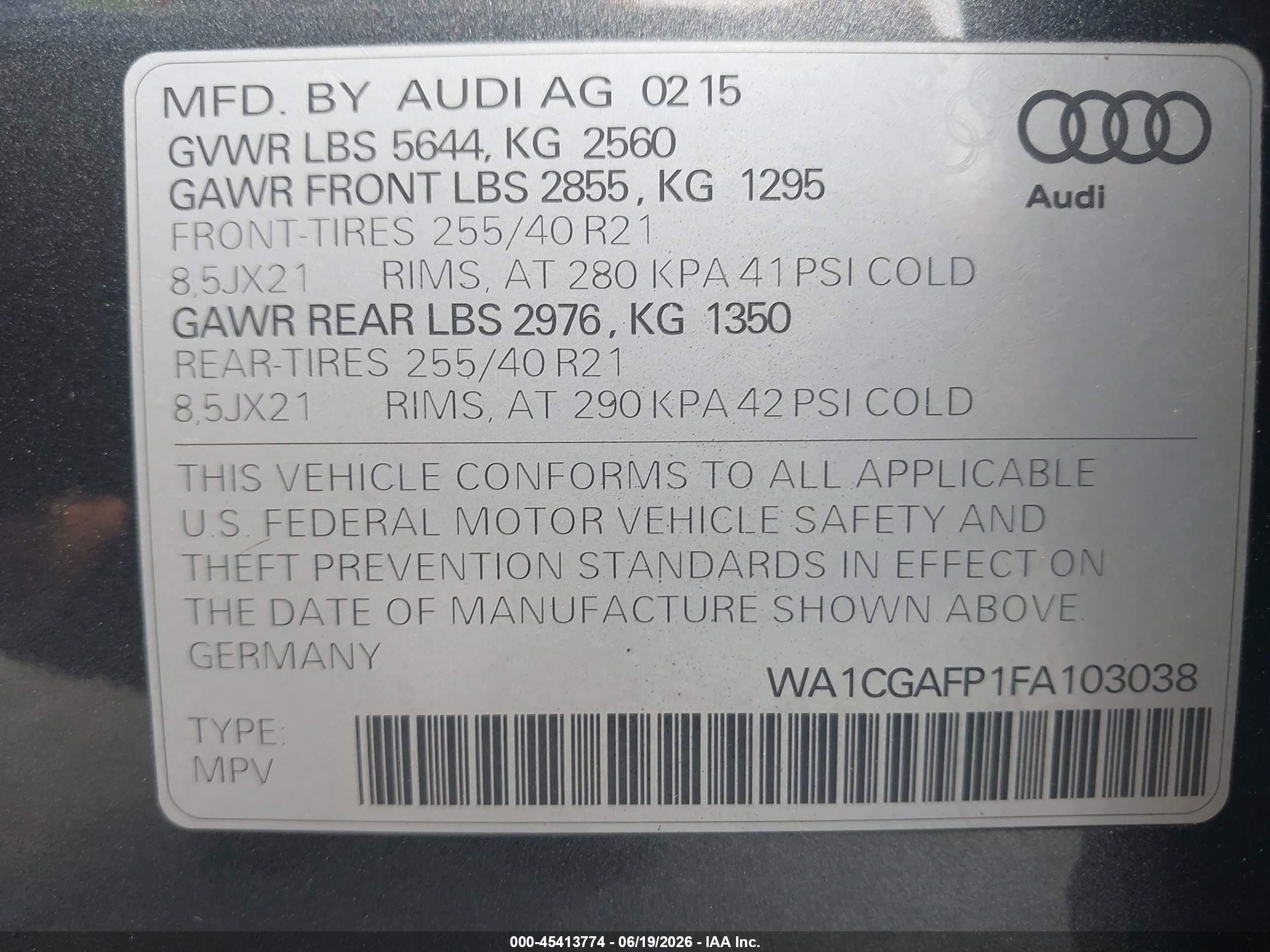 2015 Audi Sq5 3.0t Premium Plus Gray vin: WA1CGAFP1FA103038