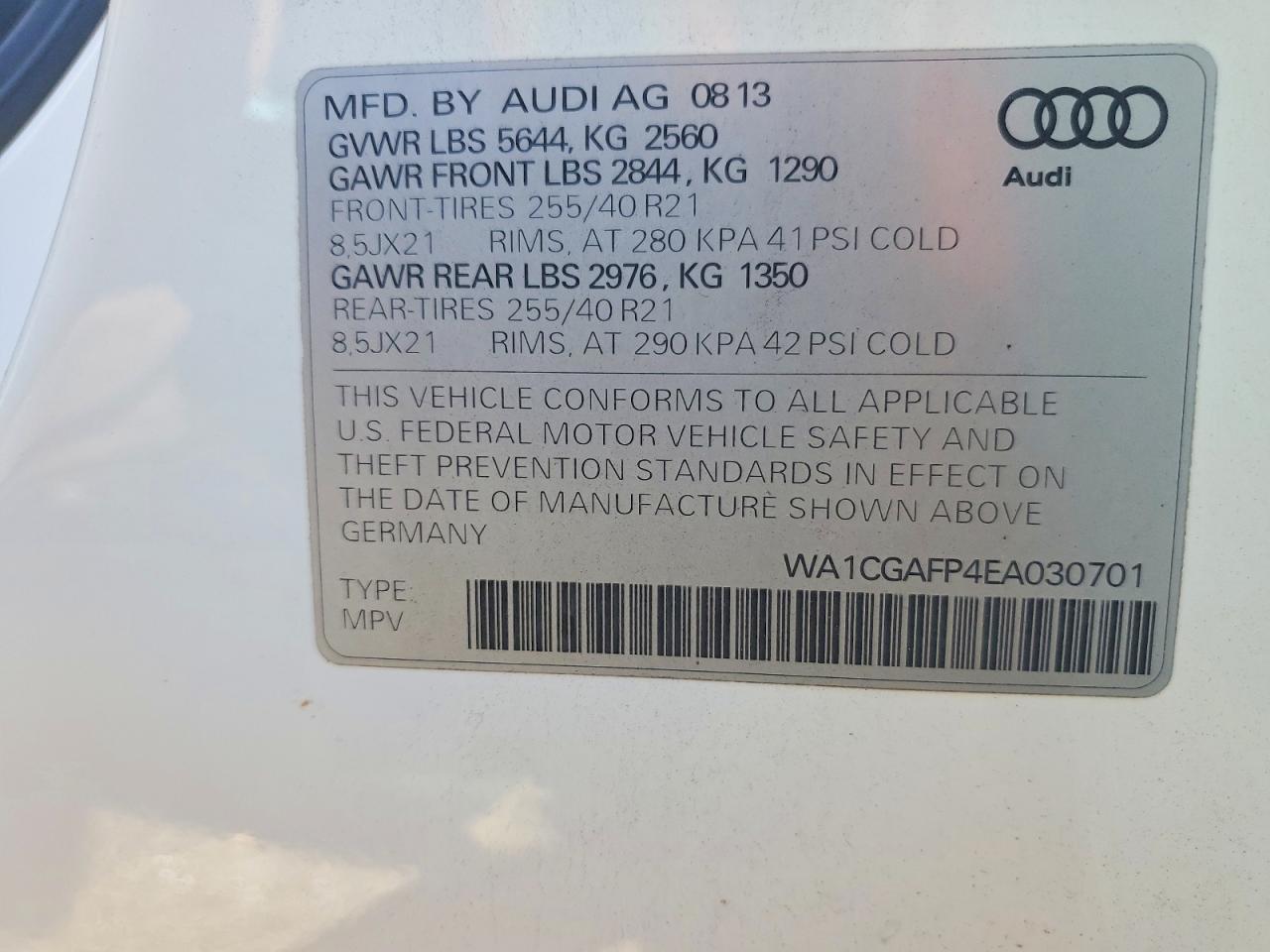 2014 Audi Sq5 Premium Plus White vin: WA1CGAFP4EA030701