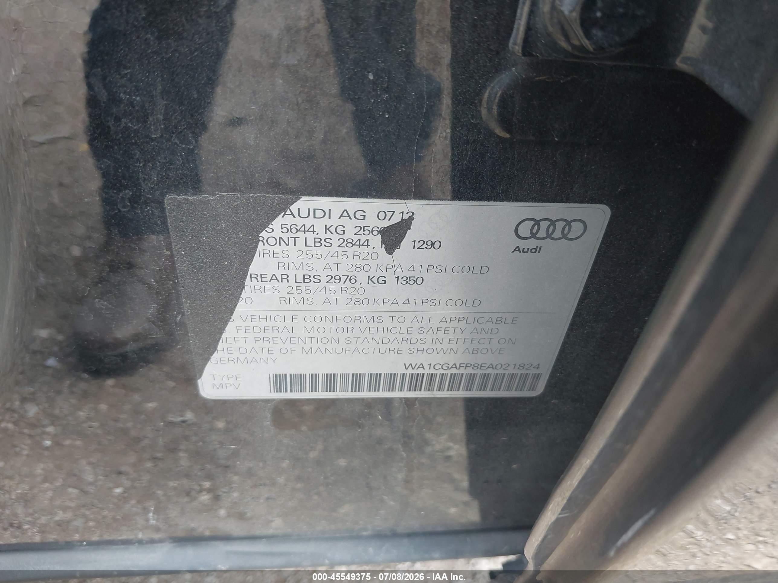 2014 Audi Sq5 3.0t Premium Plus Black vin: WA1CGAFP8EA021824