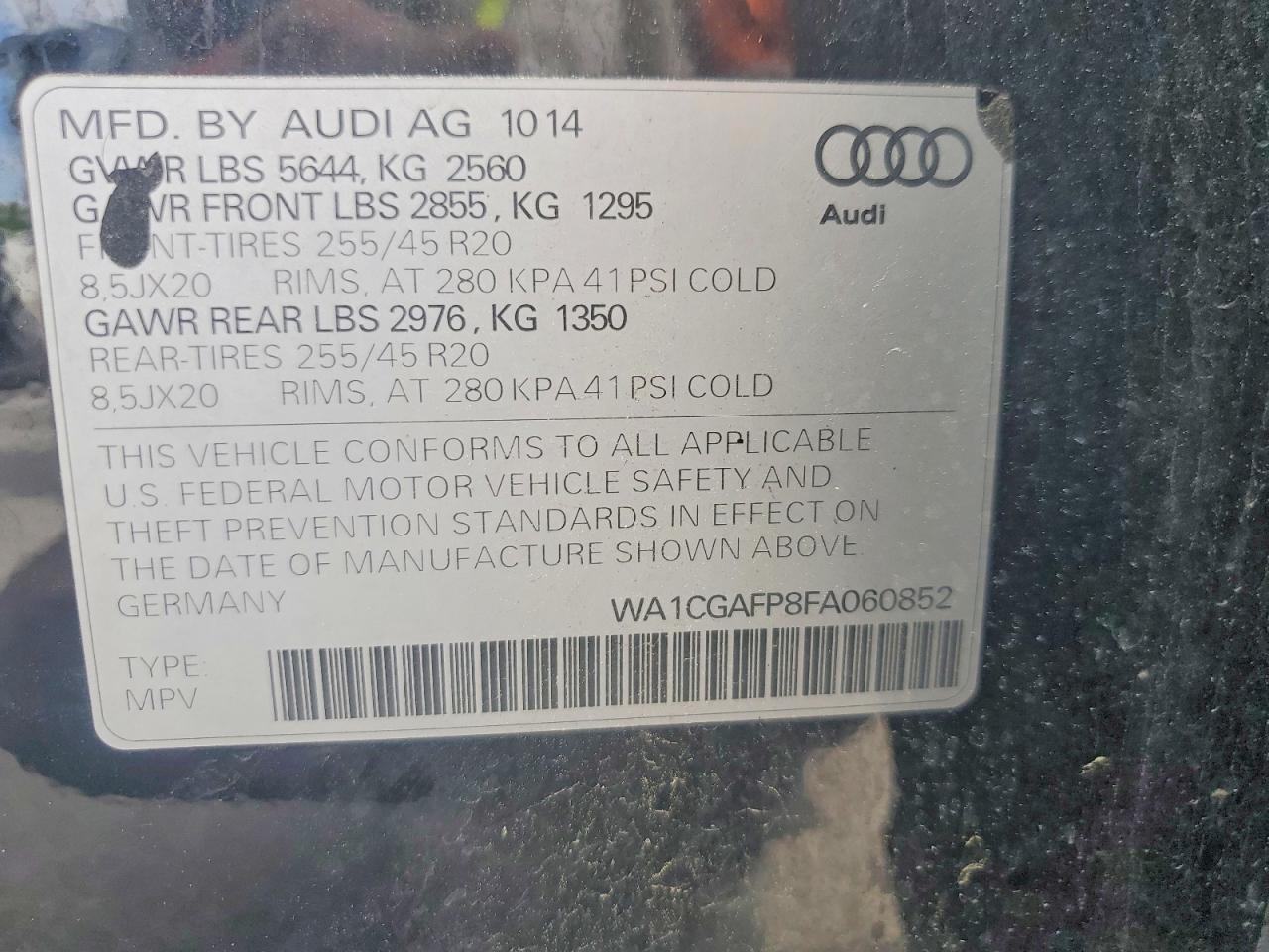 2015 Audi Sq5 Premium Plus Black vin: WA1CGAFP8FA060852