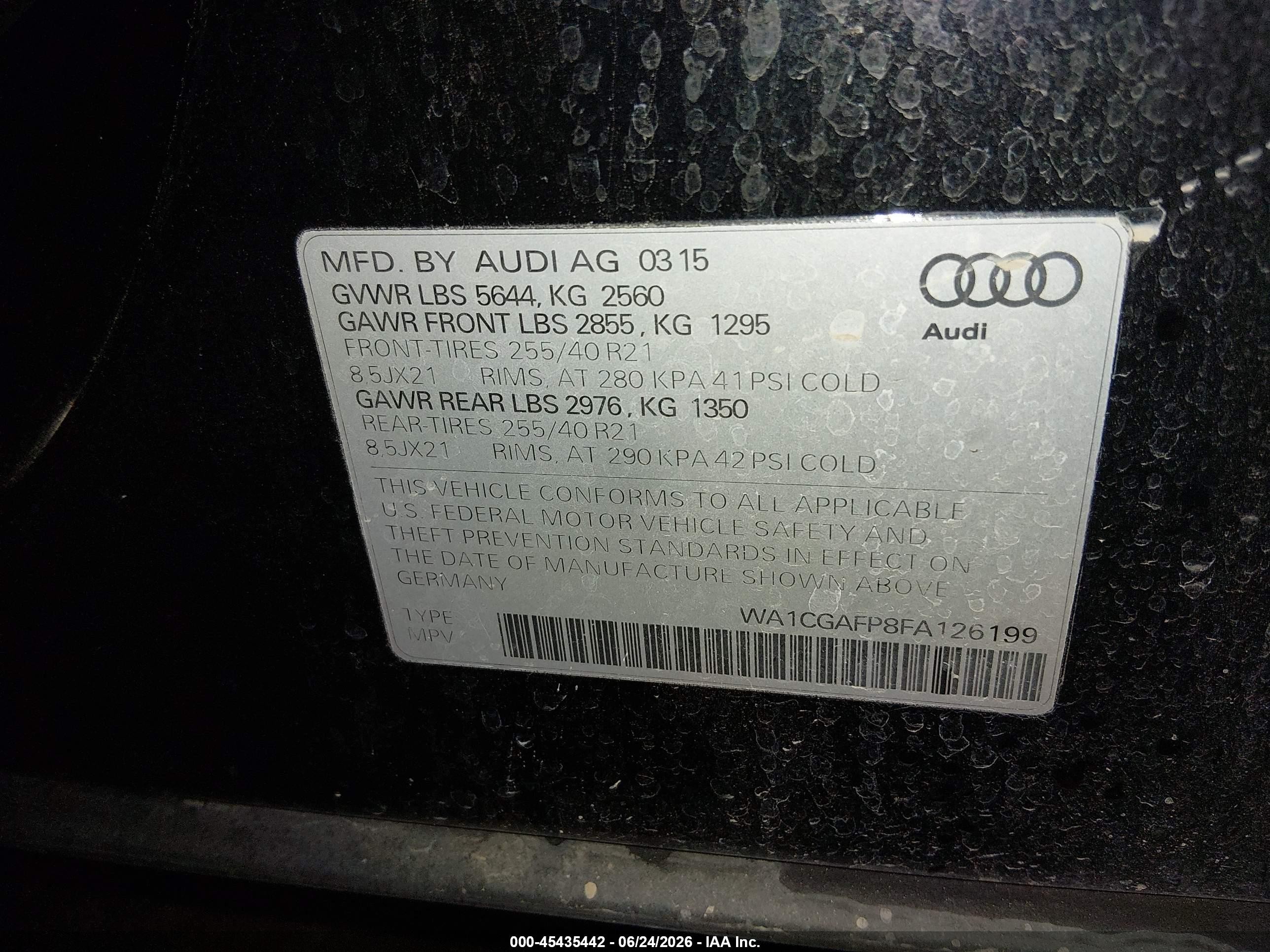 2015 Audi Sq5 3.0t Premium Plus Black vin: WA1CGAFP8FA126199