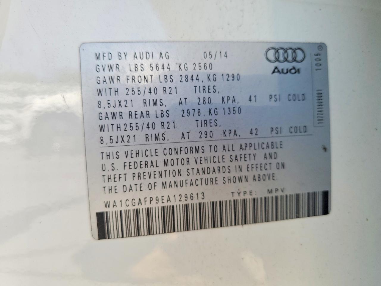 2014 Audi Sq5 Premium Plus White vin: WA1CGAFP9EA129613