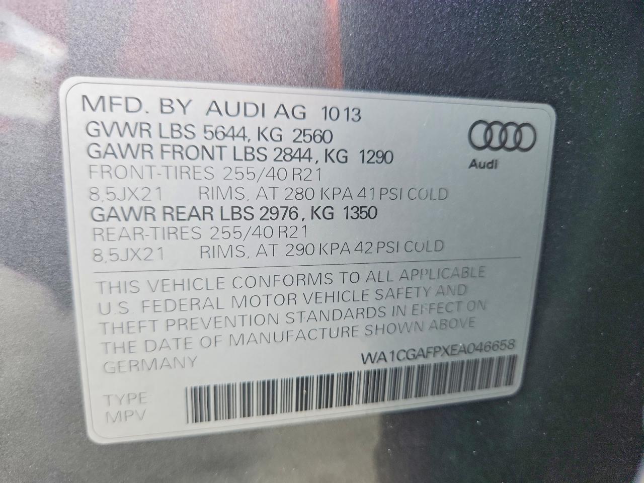 2014 Audi Sq5 Premium Plus Gray vin: WA1CGAFPXEA046658