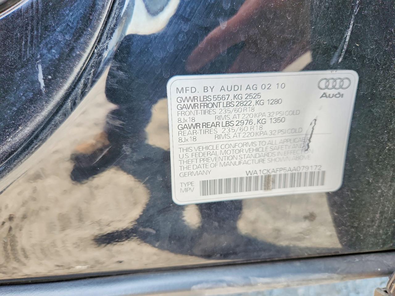 2010 Audi Q5 Premium Black vin: WA1CKAFP5AA079172