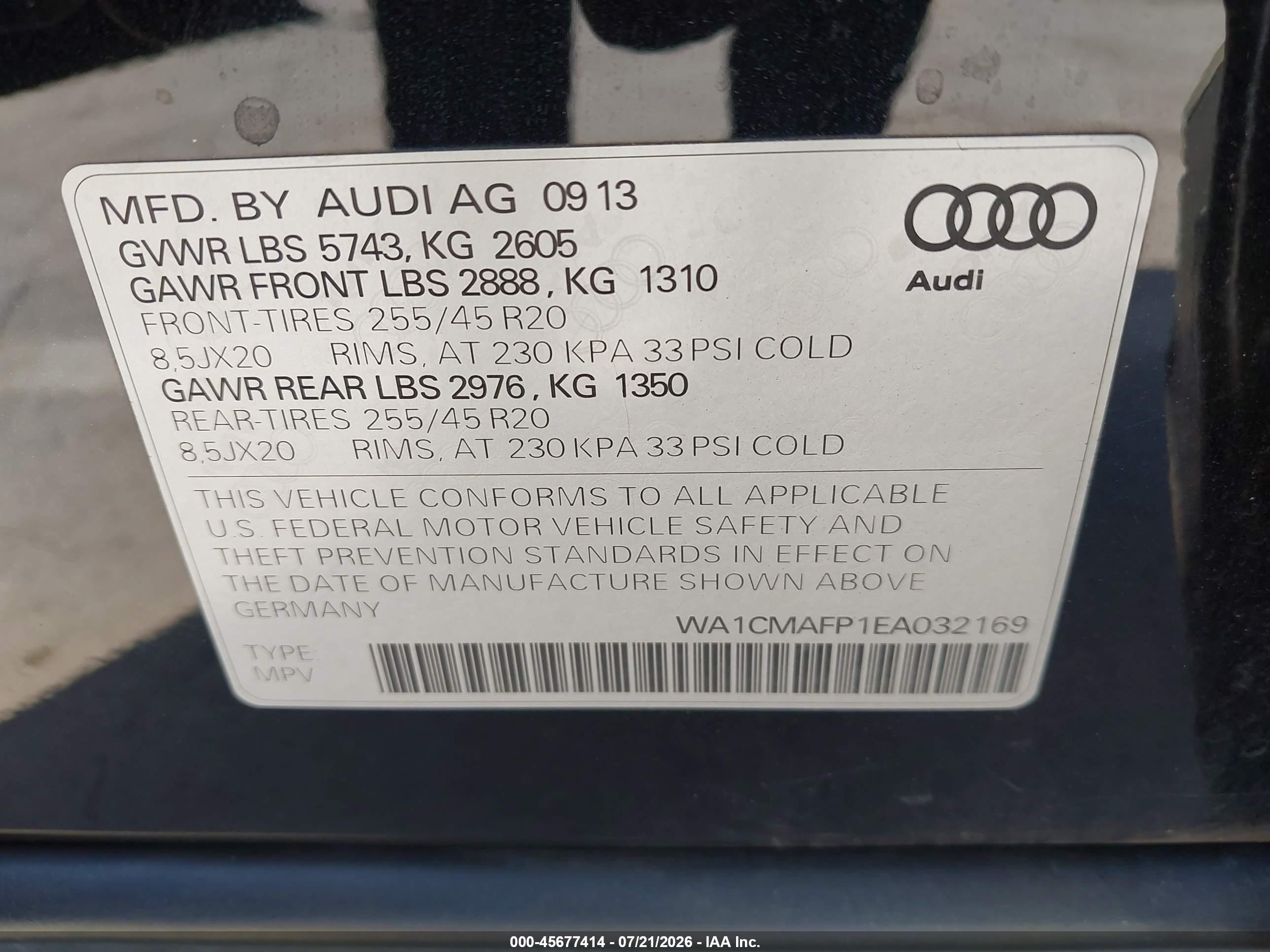 2014 Audi Q5 3.0 Tdi Premium Plus Черный vin: WA1CMAFP1EA032169