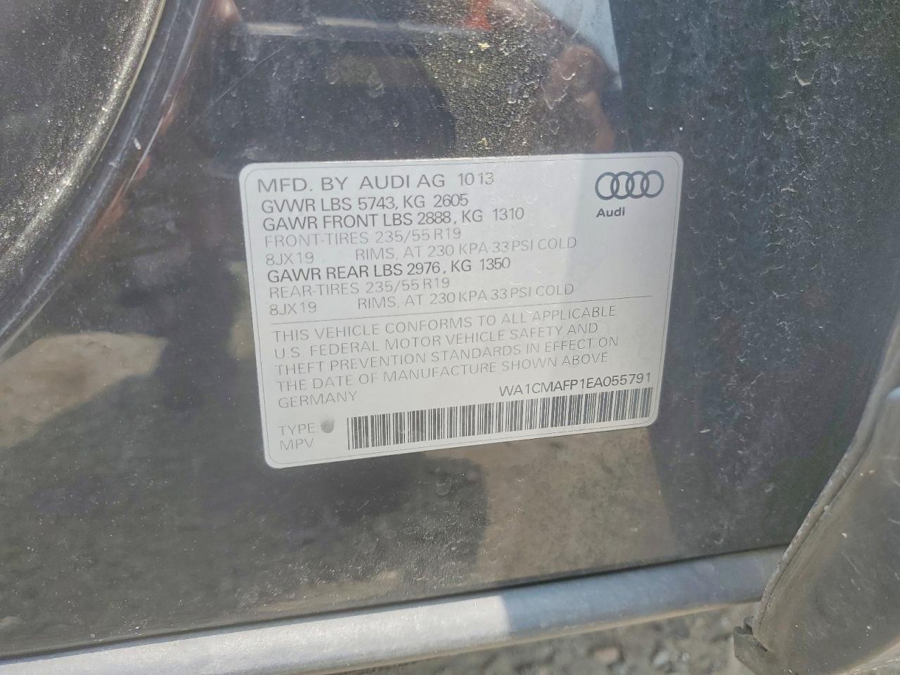 2014 Audi Q5 Tdi Premium Plus Black vin: WA1CMAFP1EA055791
