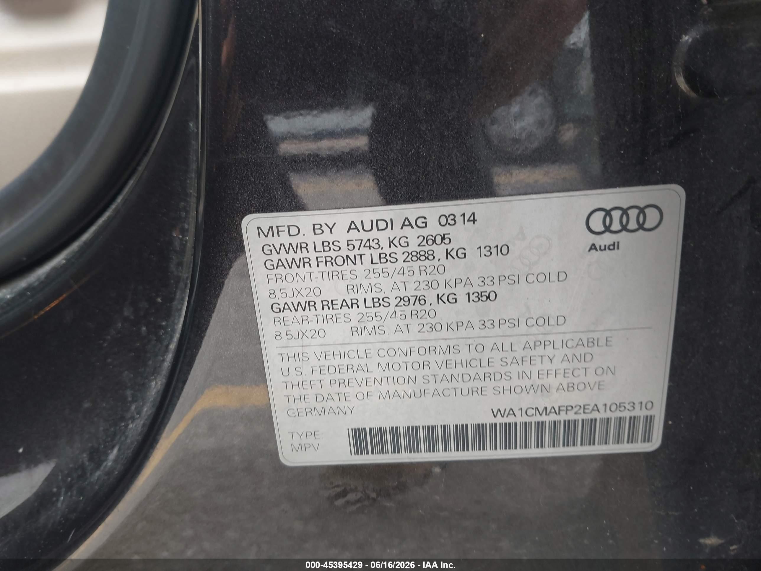 2014 Audi Q5 3.0 Tdi Premium Plus Gray vin: WA1CMAFP2EA105310