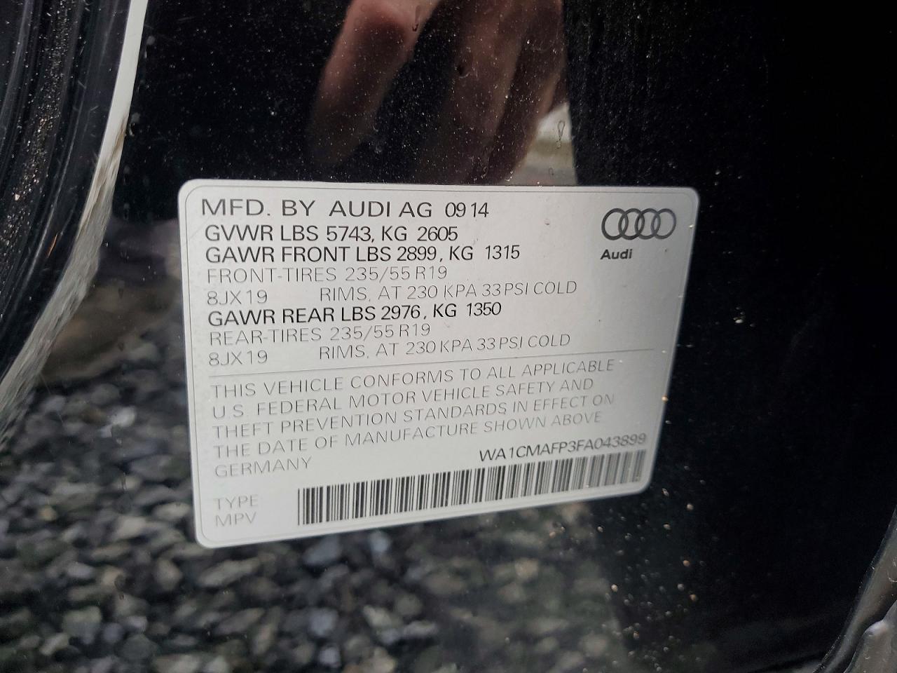 2015 Audi Q5 Tdi Premium Plus Black vin: WA1CMAFP3FA043899