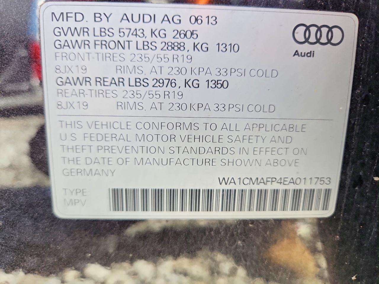 2014 Audi Q5 Tdi Premium Plus Gray vin: WA1CMAFP4EA011753