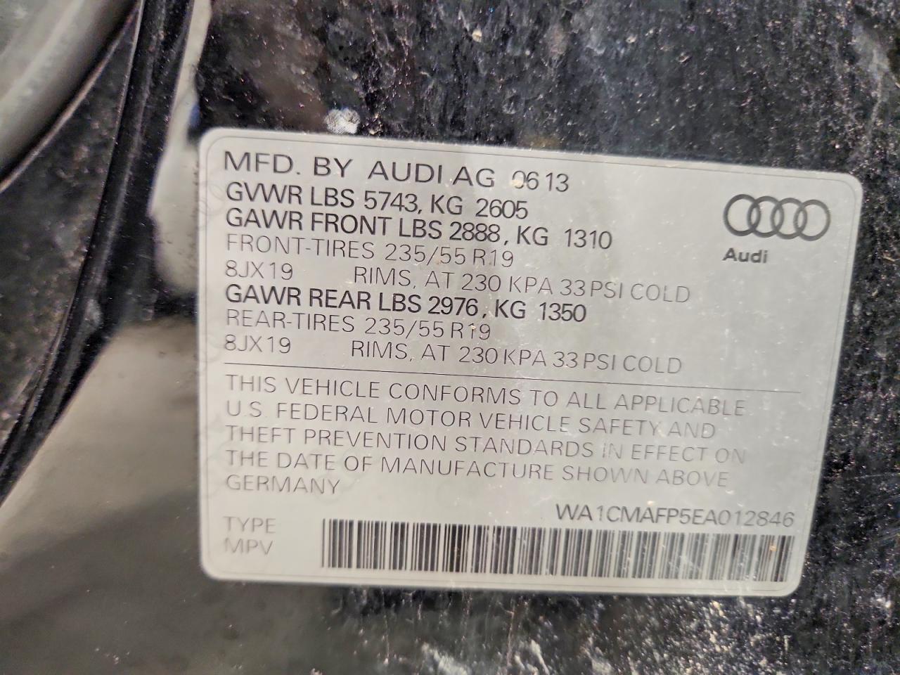 2014 Audi Q5 Tdi Premium Plus Black vin: WA1CMAFP5EA012846