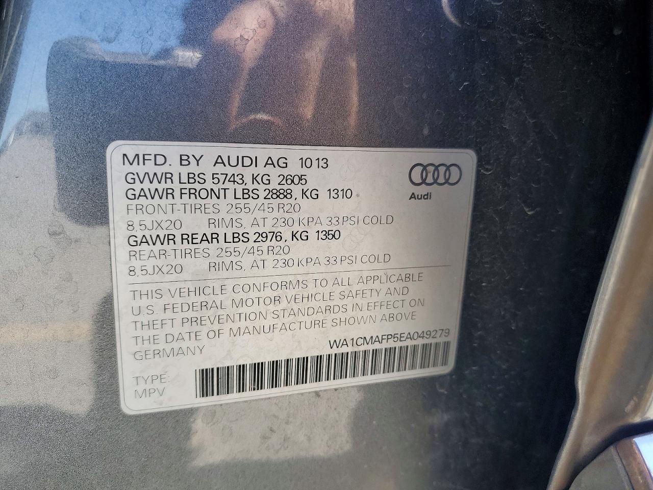 2014 Audi Q5 Tdi Premium Plus Gray vin: WA1CMAFP5EA049279